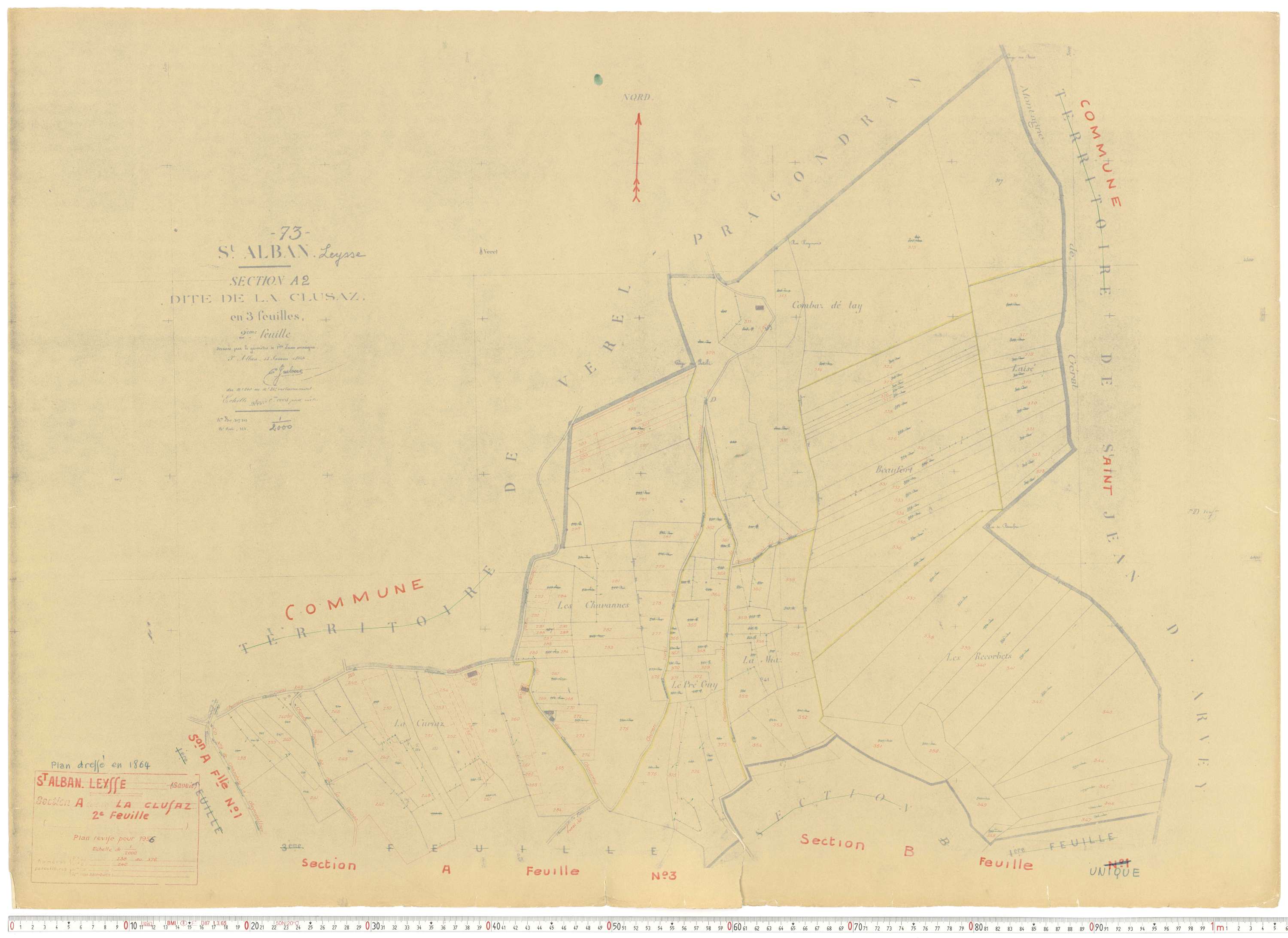 Saint-Alban-Leysse - Cadastre rénové, section A, B, C manuscrites (1956).