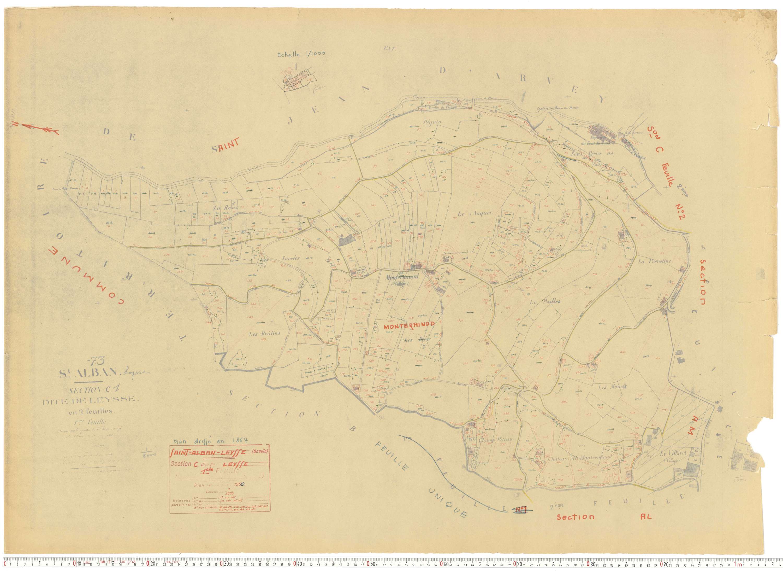 Saint-Alban-Leysse - Cadastre rénové, section A, B, C manuscrites (1956).