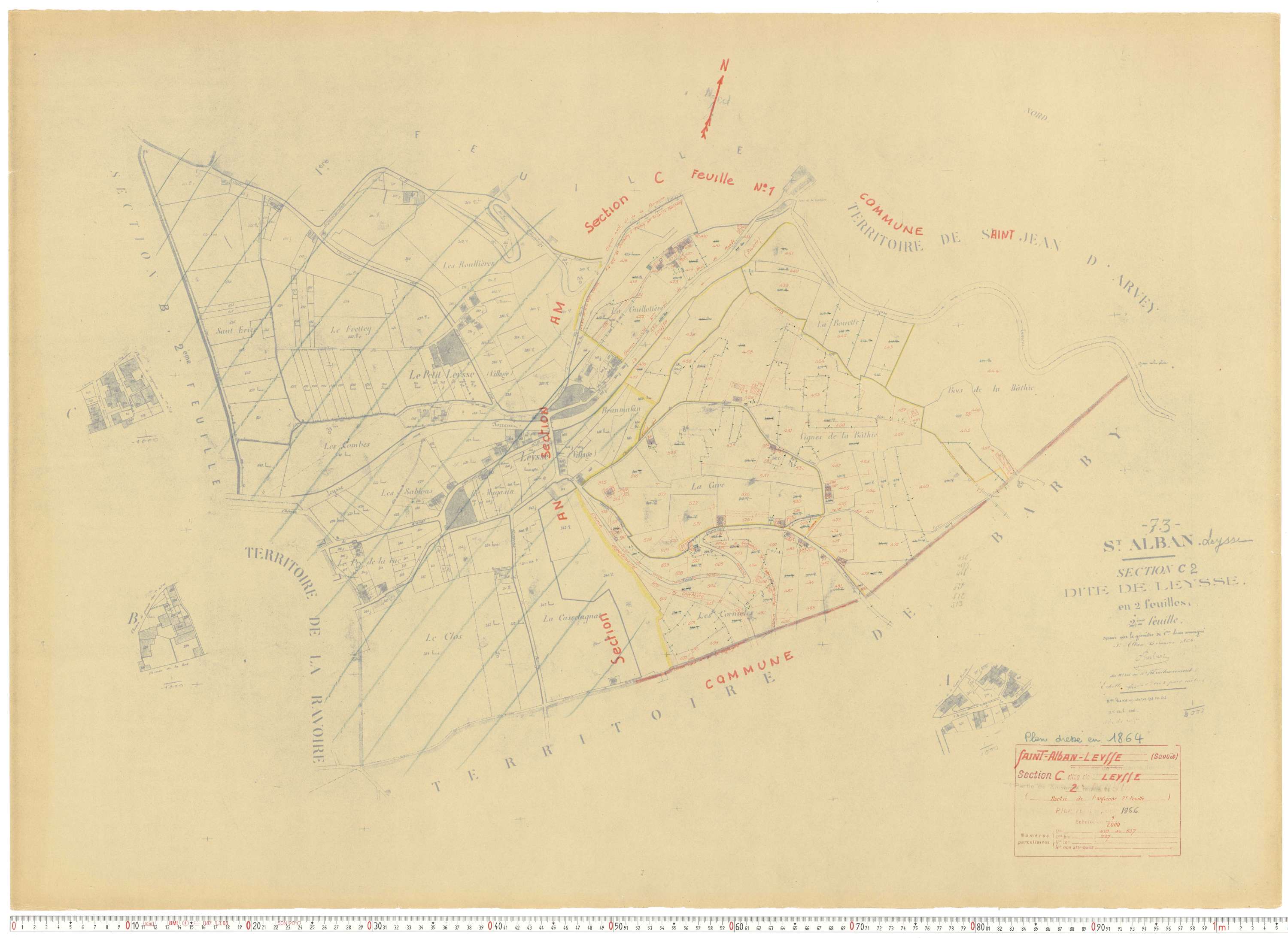 Saint-Alban-Leysse - Cadastre rénové, section A, B, C manuscrites (1956).