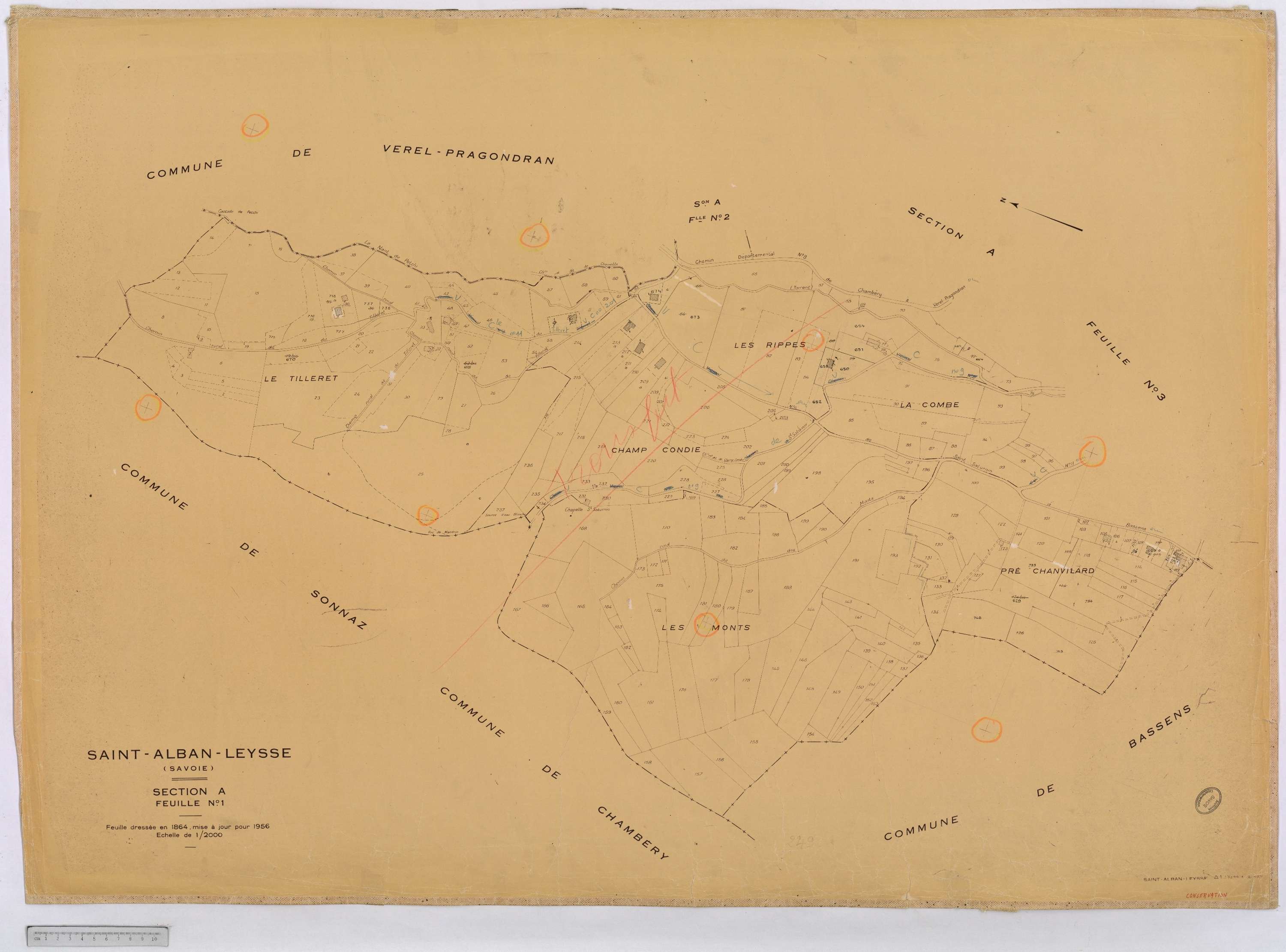 Saint-Alban-Leysse - Cadastre rénové, section A et B, imprimé (1956).