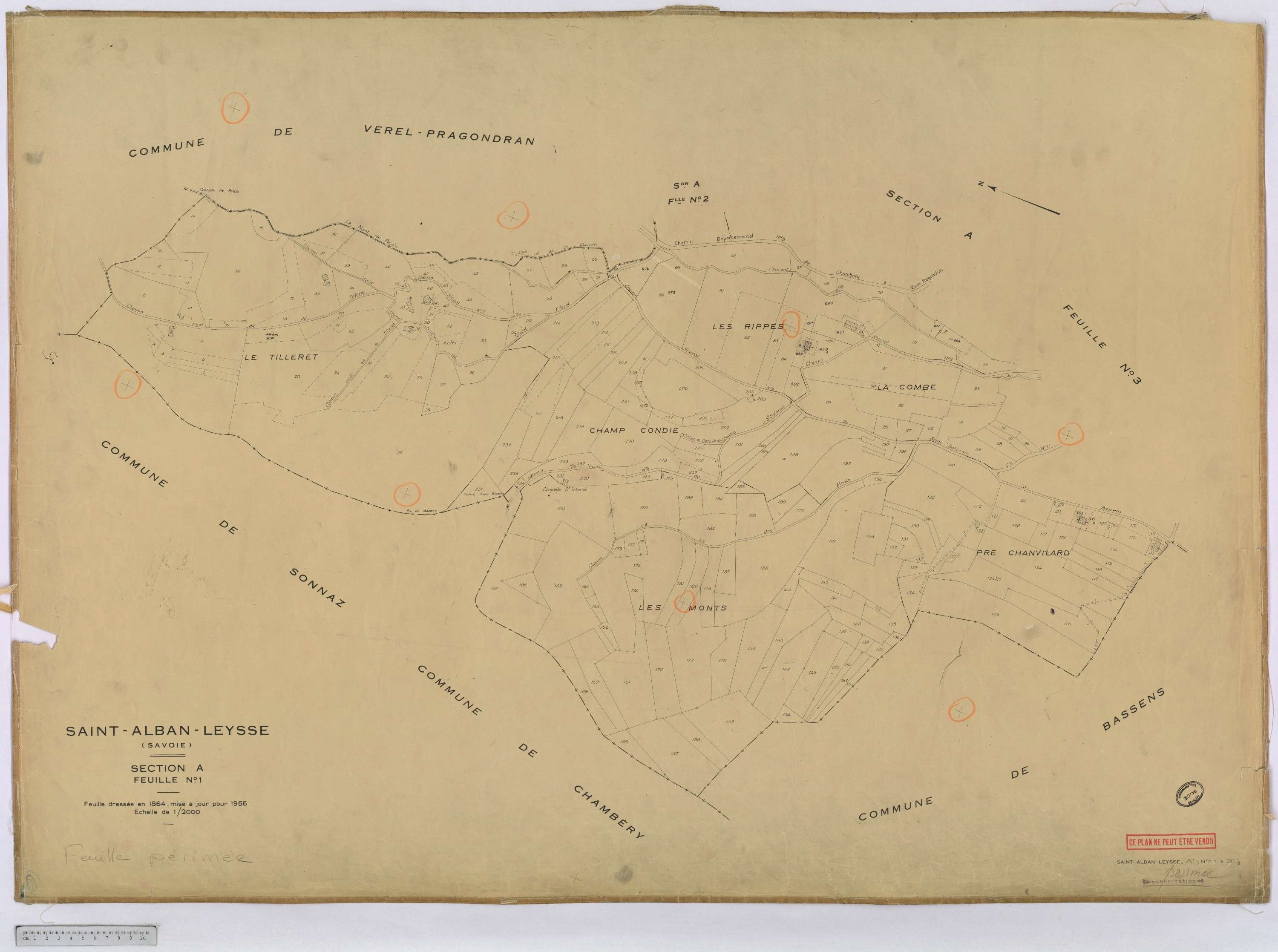 Saint-Alban-Leysse - Cadastre rénové, section A et B, imprimé (1956).