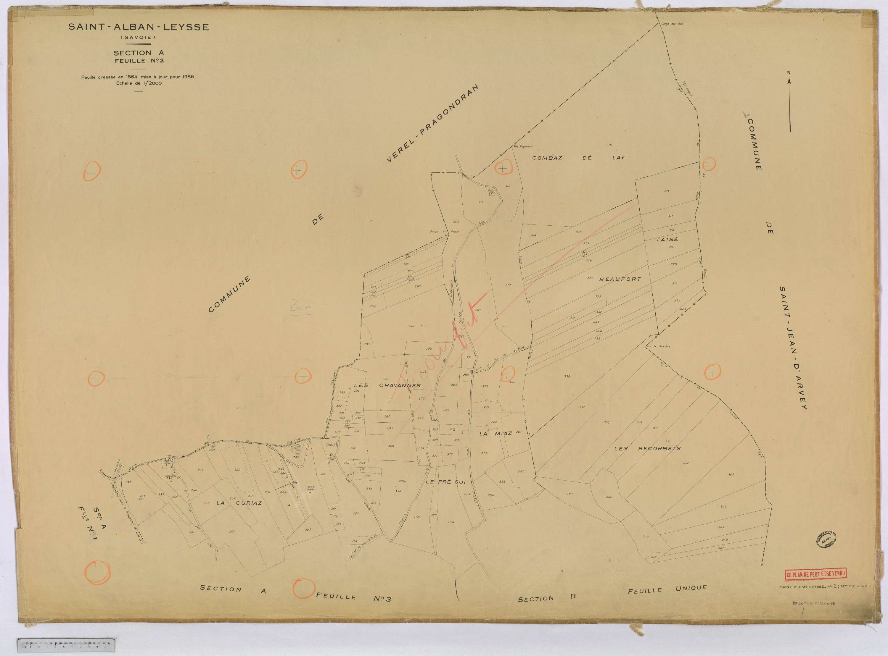 Saint-Alban-Leysse - Cadastre rénové, section A et B, imprimé (1956).