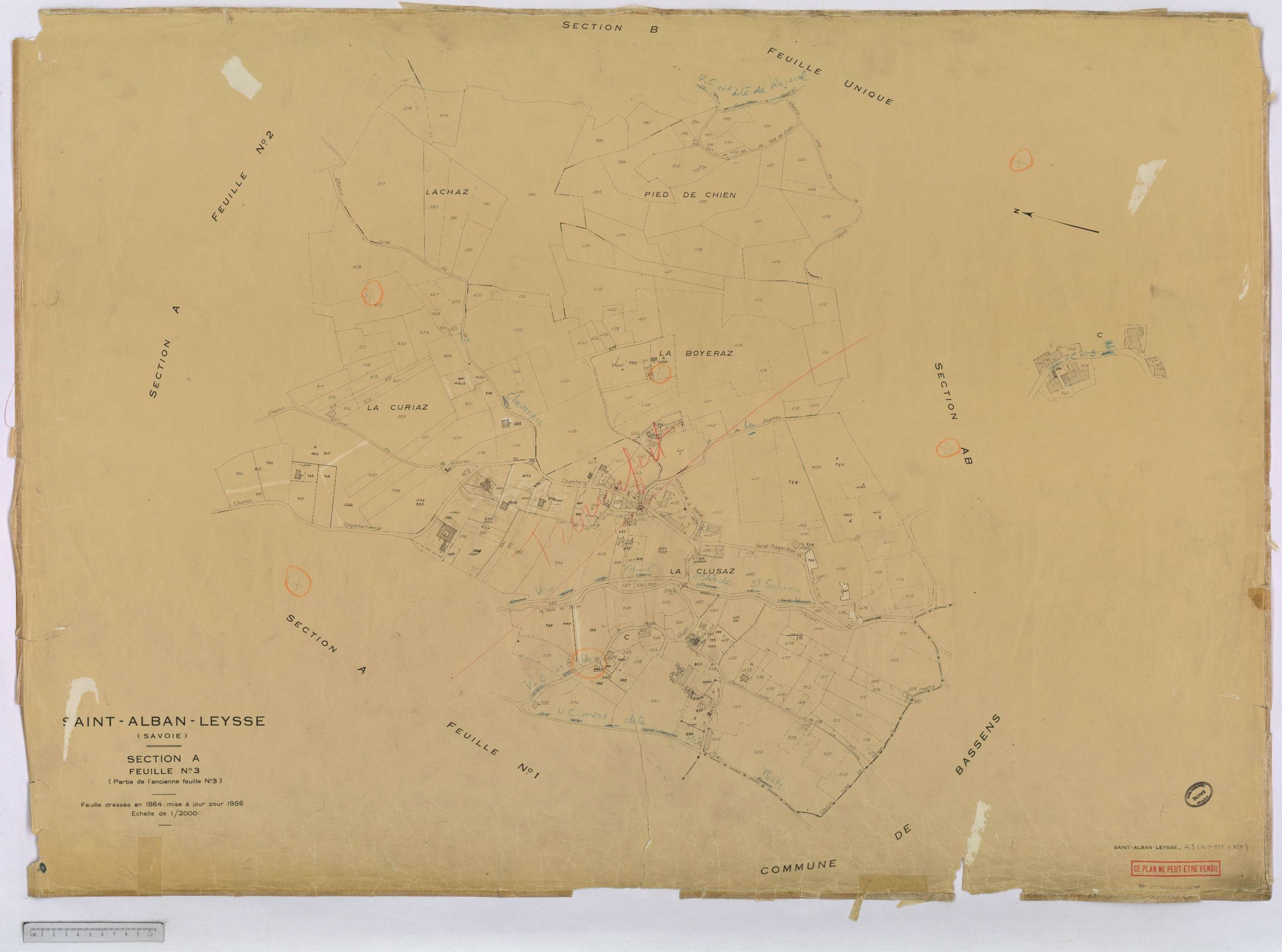 Saint-Alban-Leysse - Cadastre rénové, section A et B, imprimé (1956).