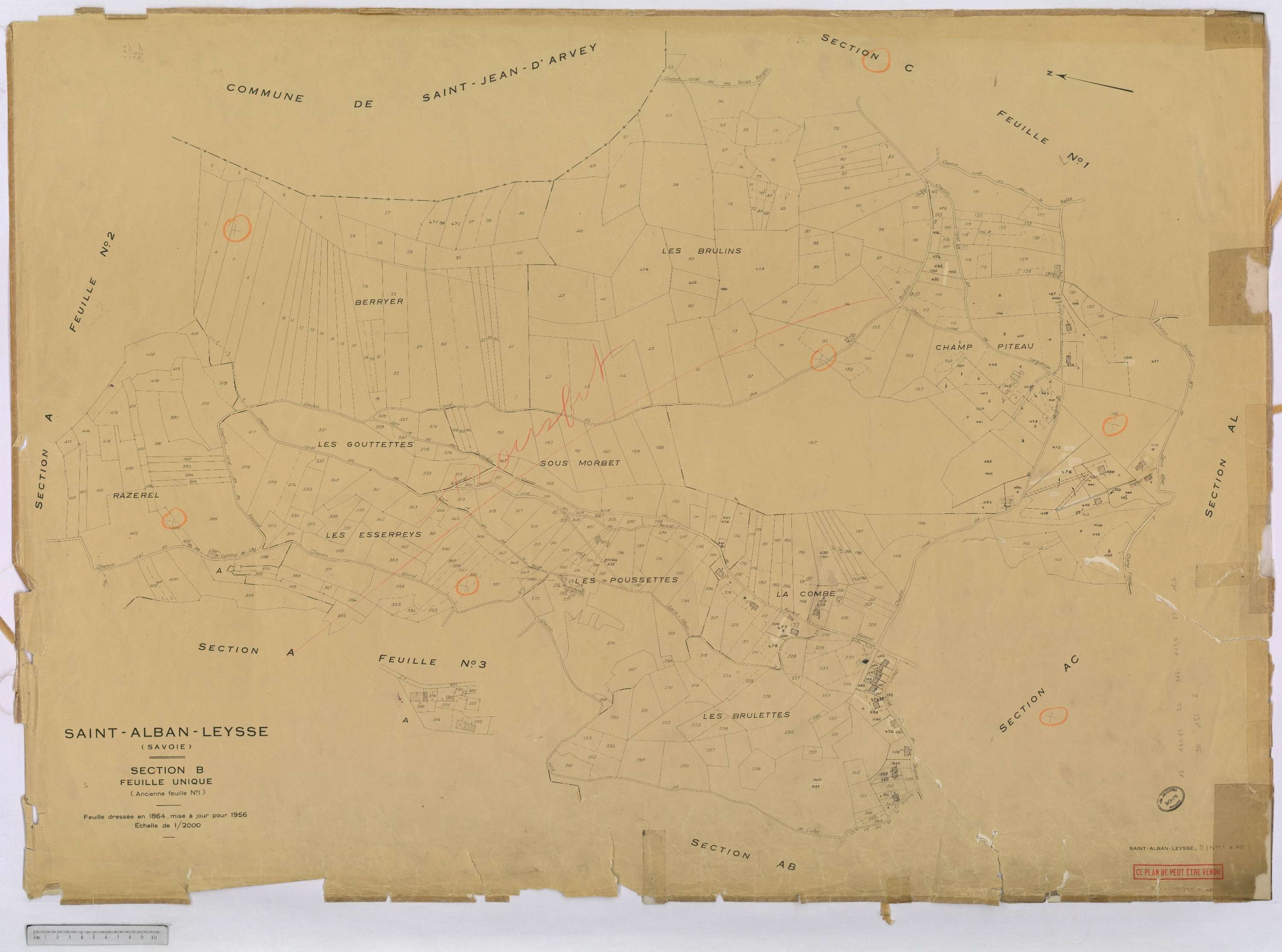 Saint-Alban-Leysse - Cadastre rénové, section A et B, imprimé (1956).