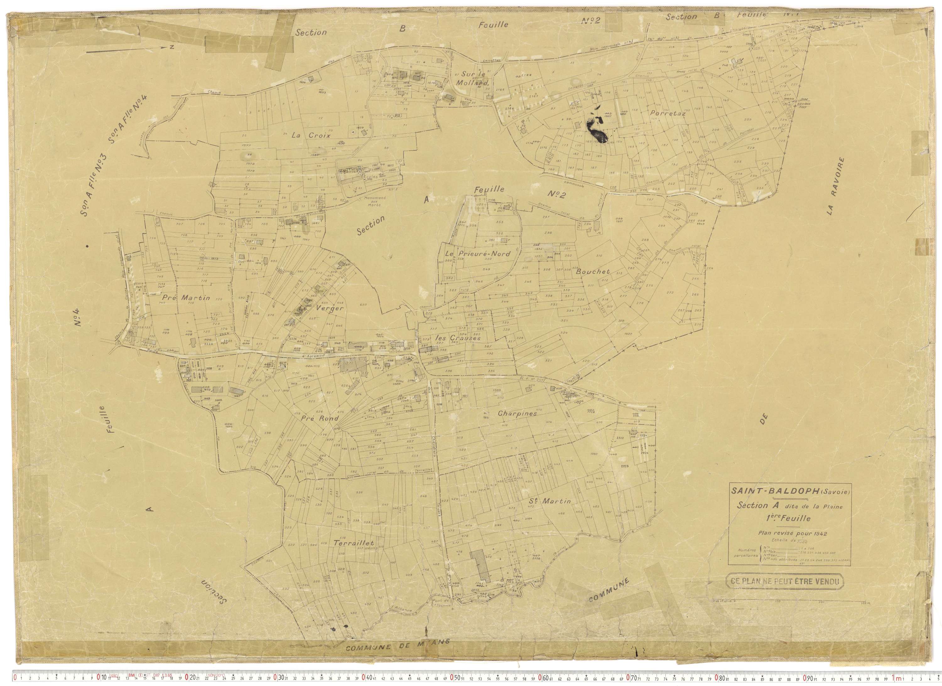 Saint-Baldoph - Plans cadastraux du cadastre rénové en 1942 et mis à jour en 1988.