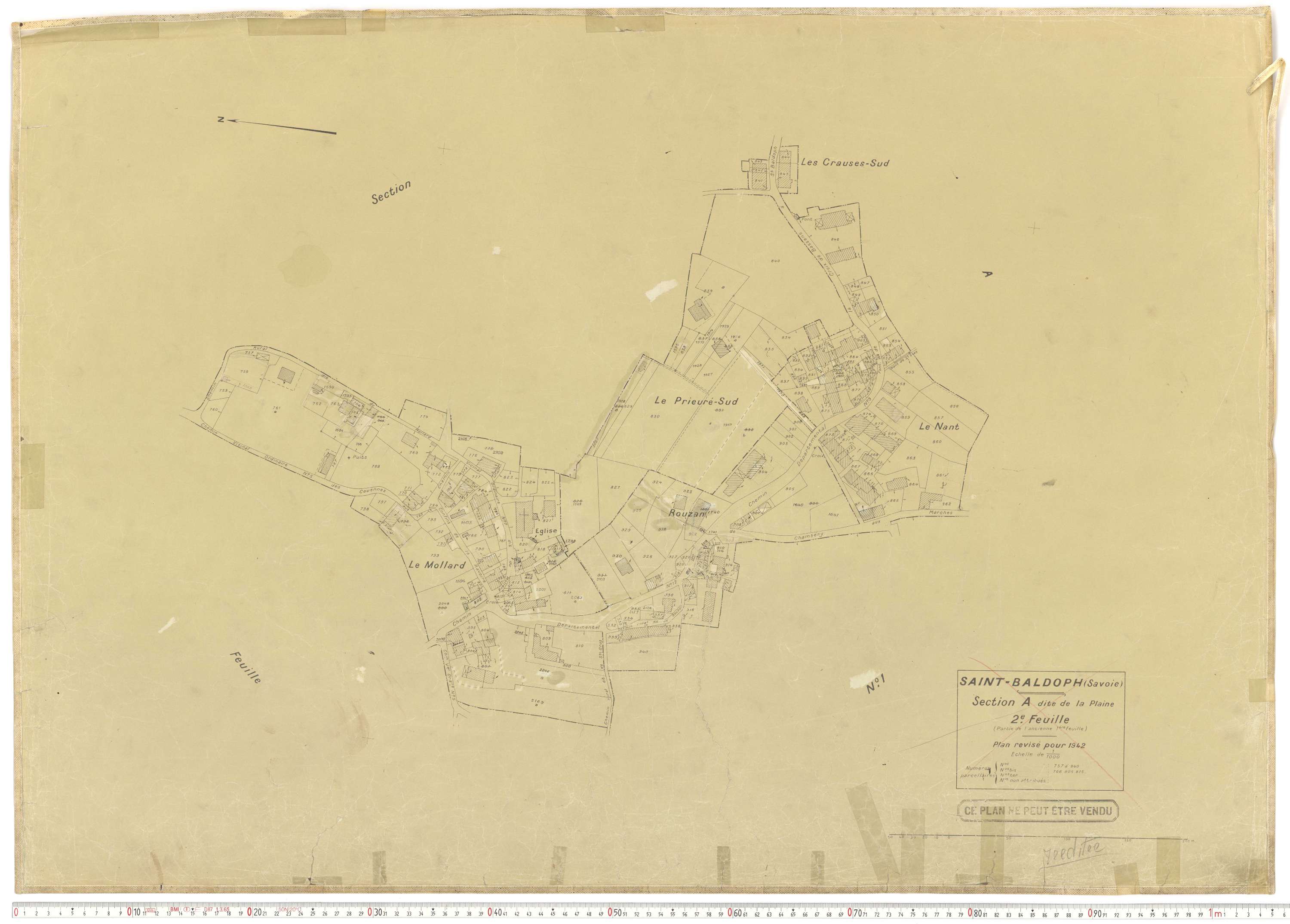Saint-Baldoph - Plans cadastraux du cadastre rénové en 1942 et mis à jour en 1988.