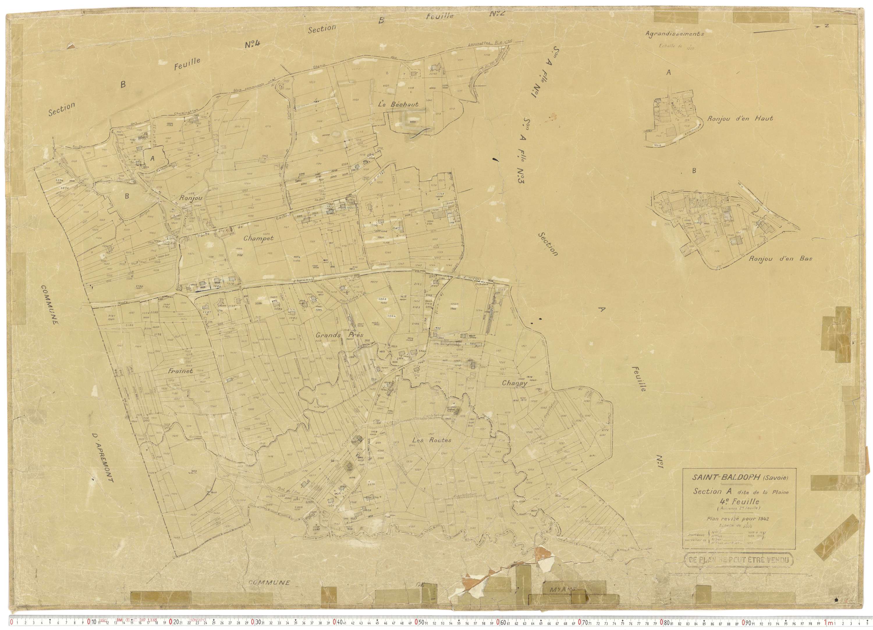 Saint-Baldoph - Plans cadastraux du cadastre rénové en 1942 et mis à jour en 1988.
