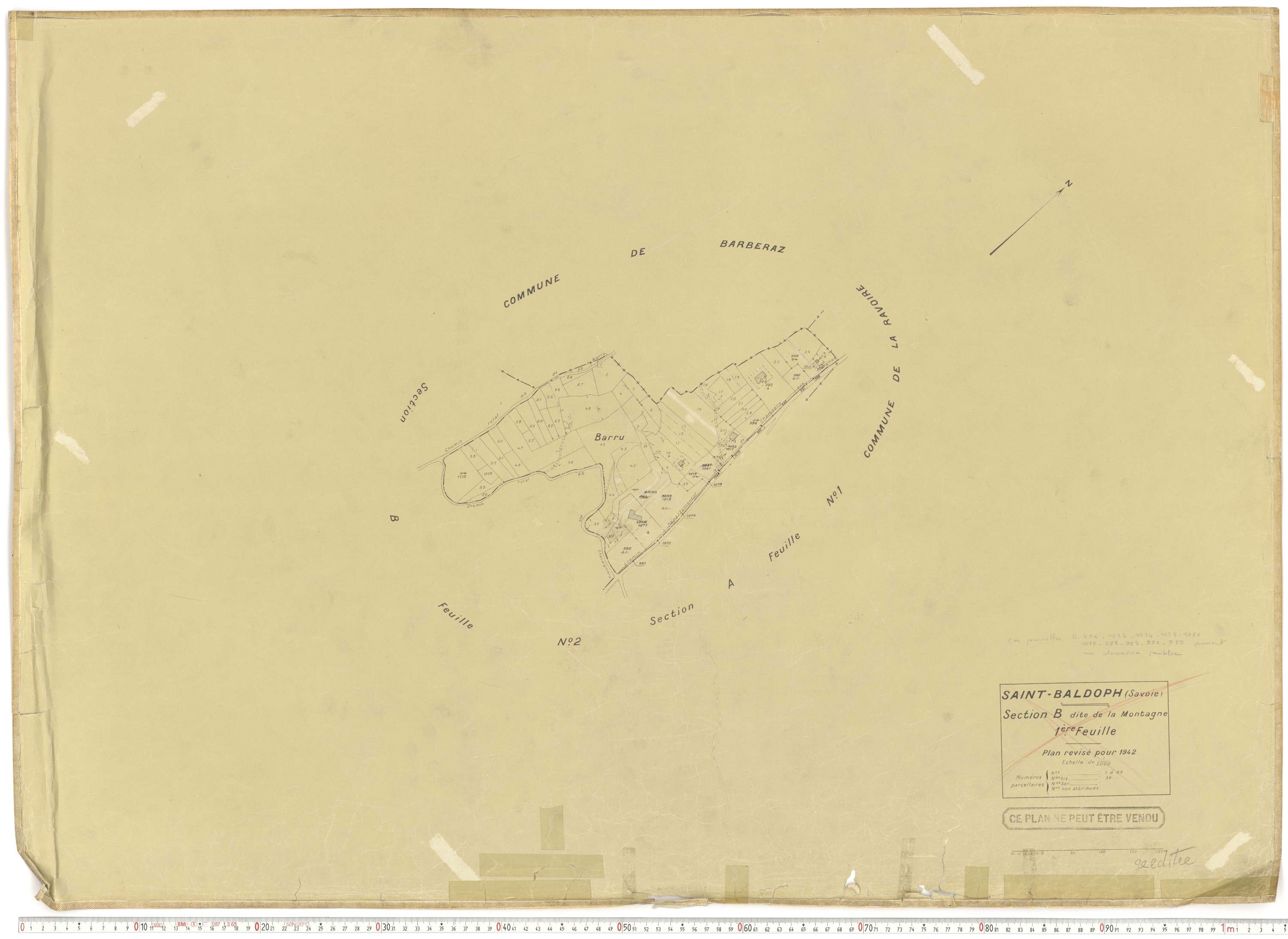 Saint-Baldoph - Plans cadastraux du cadastre rénové en 1942 et mis à jour en 1988.