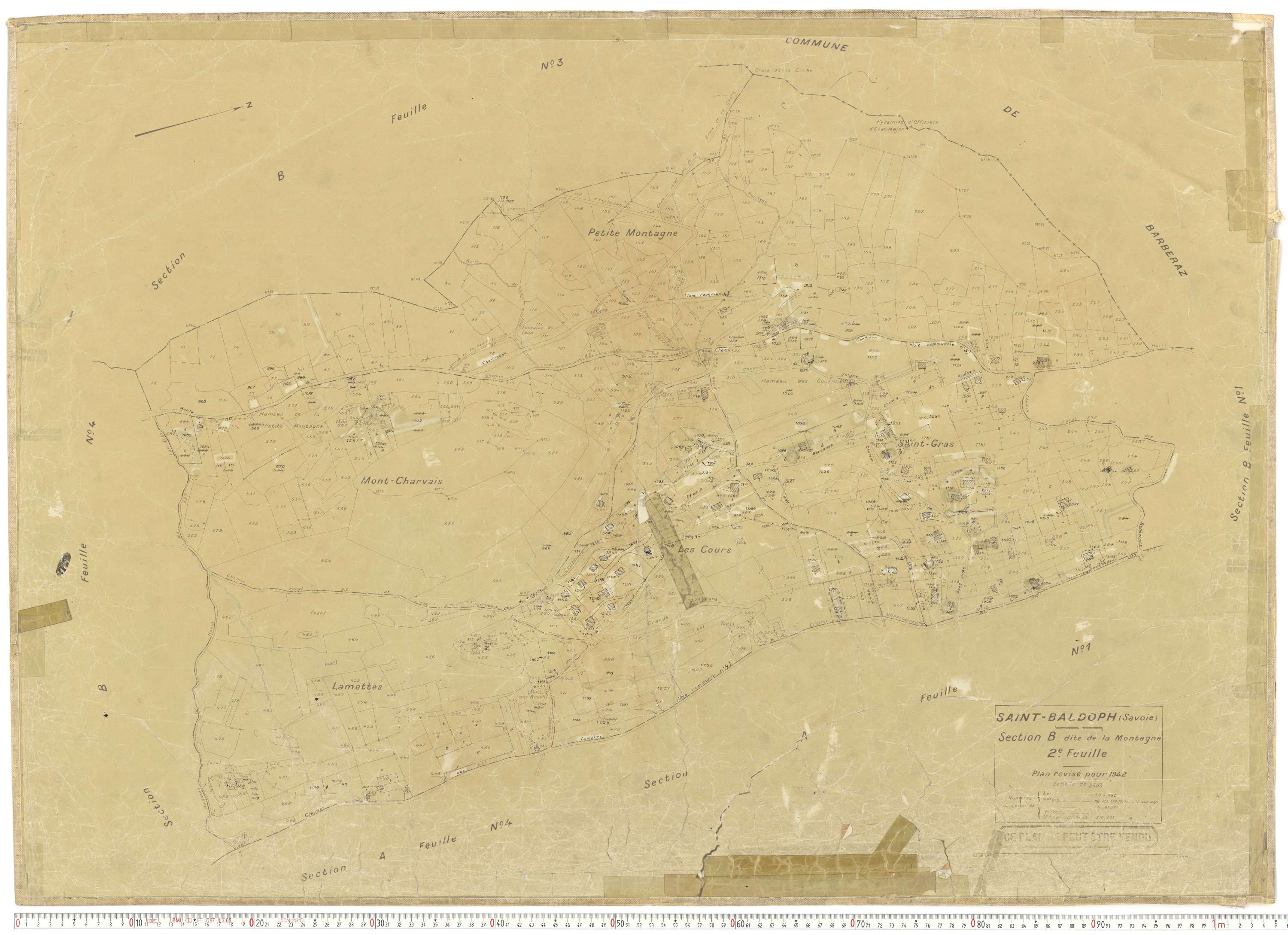 Saint-Baldoph - Plans cadastraux du cadastre rénové en 1942 et mis à jour en 1988.