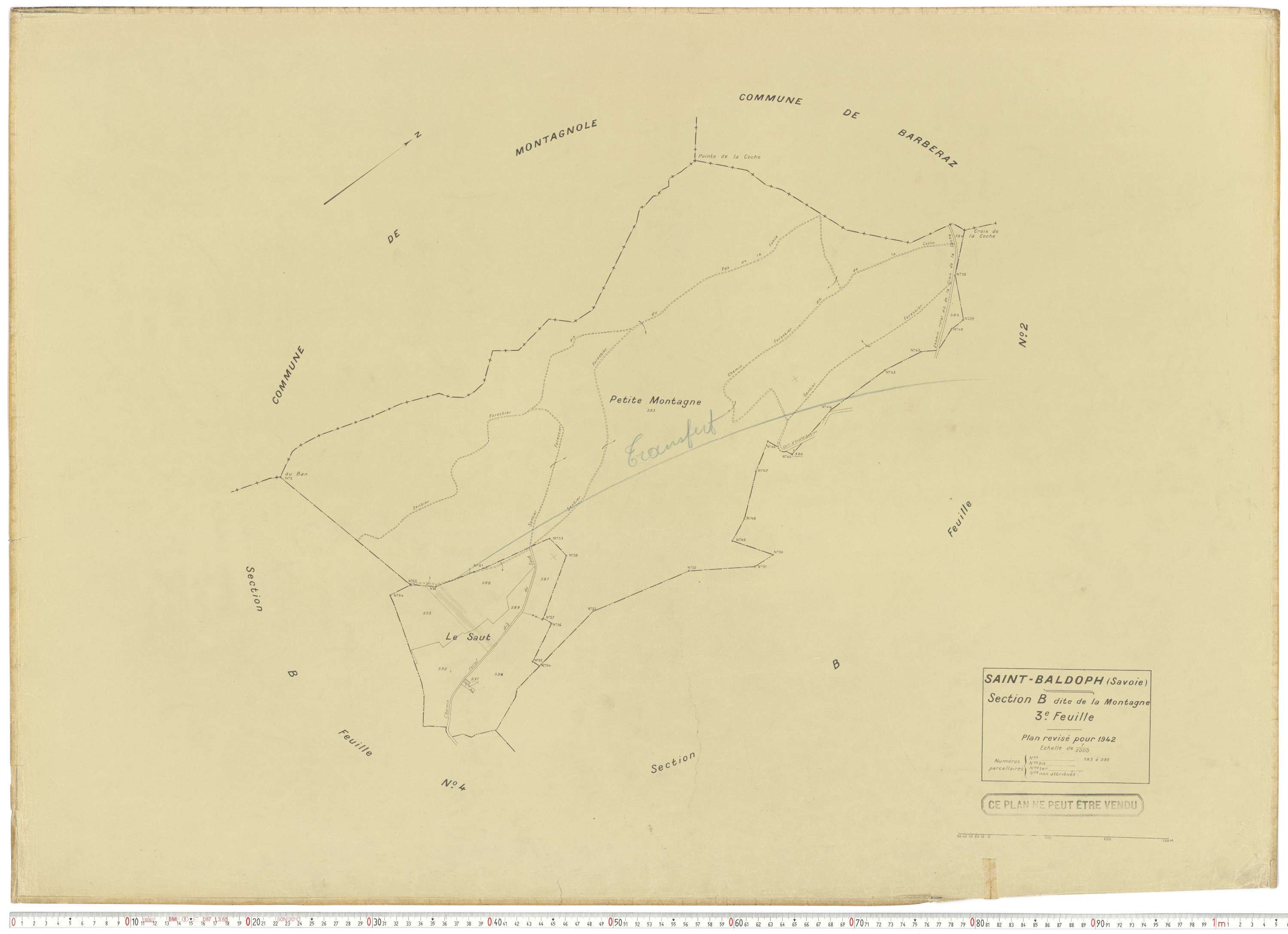 Saint-Baldoph - Plans cadastraux du cadastre rénové en 1942 et mis à jour en 1988.