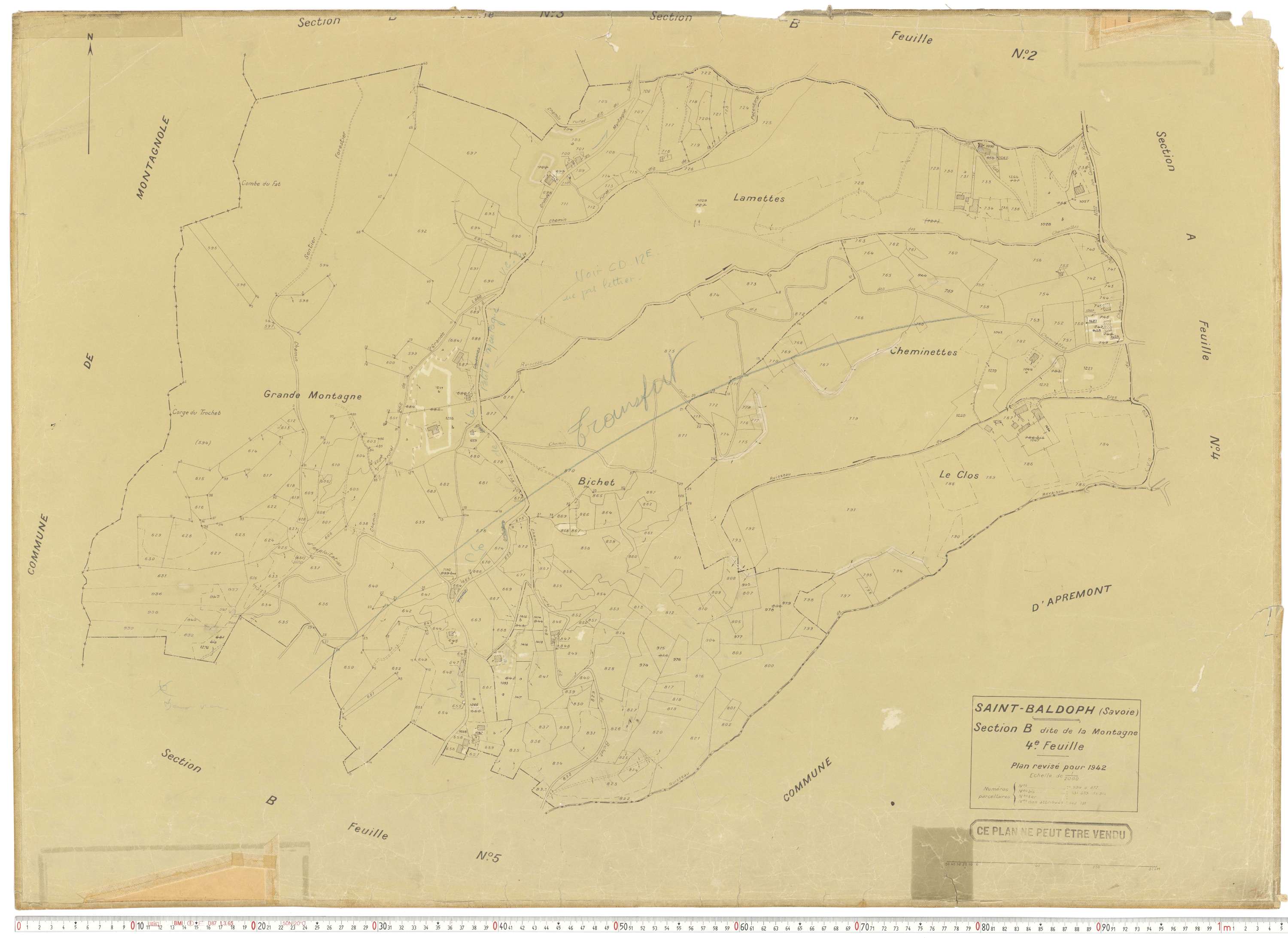 Saint-Baldoph - Plans cadastraux du cadastre rénové en 1942 et mis à jour en 1988.