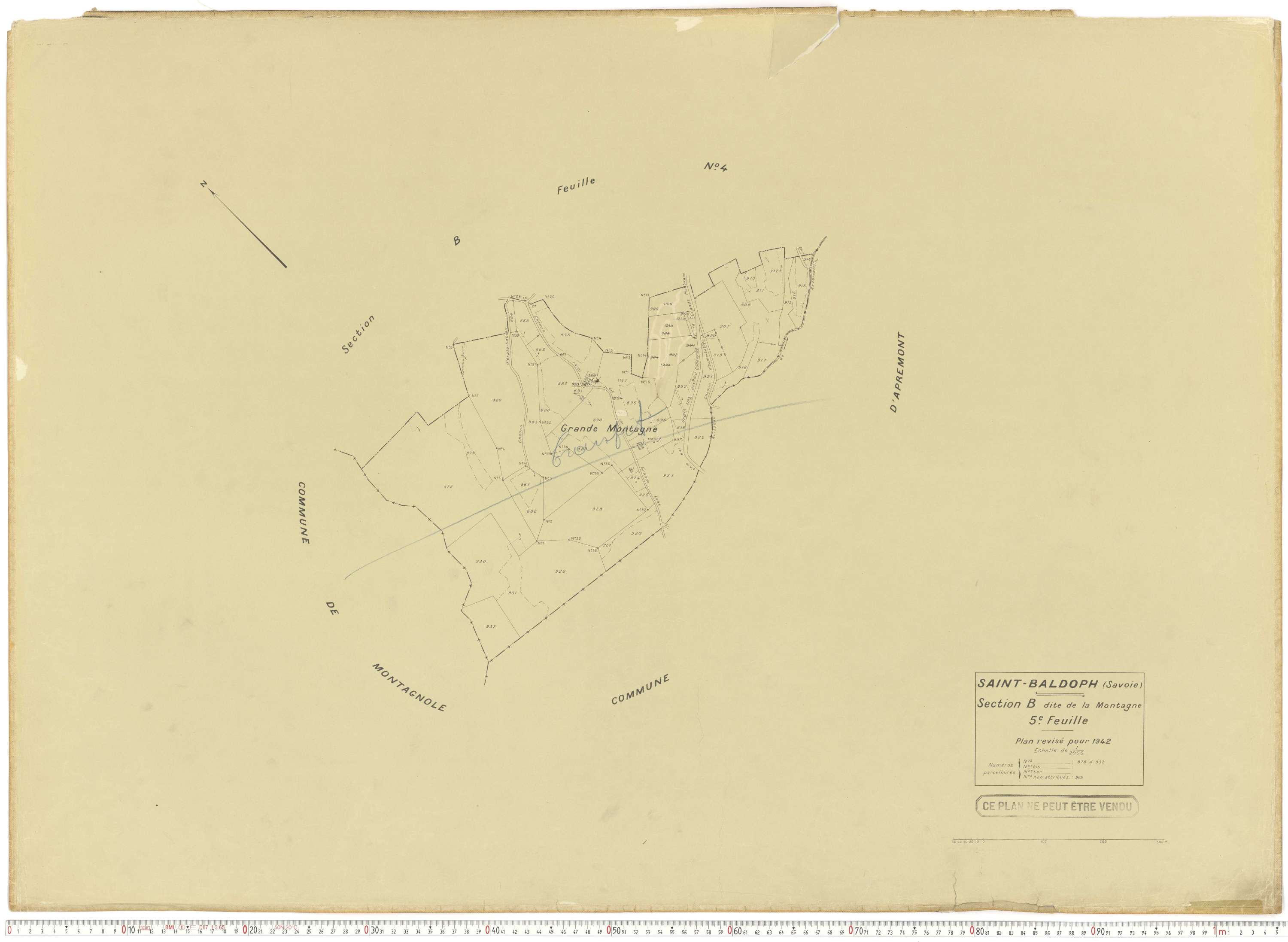 Saint-Baldoph - Plans cadastraux du cadastre rénové en 1942 et mis à jour en 1988.