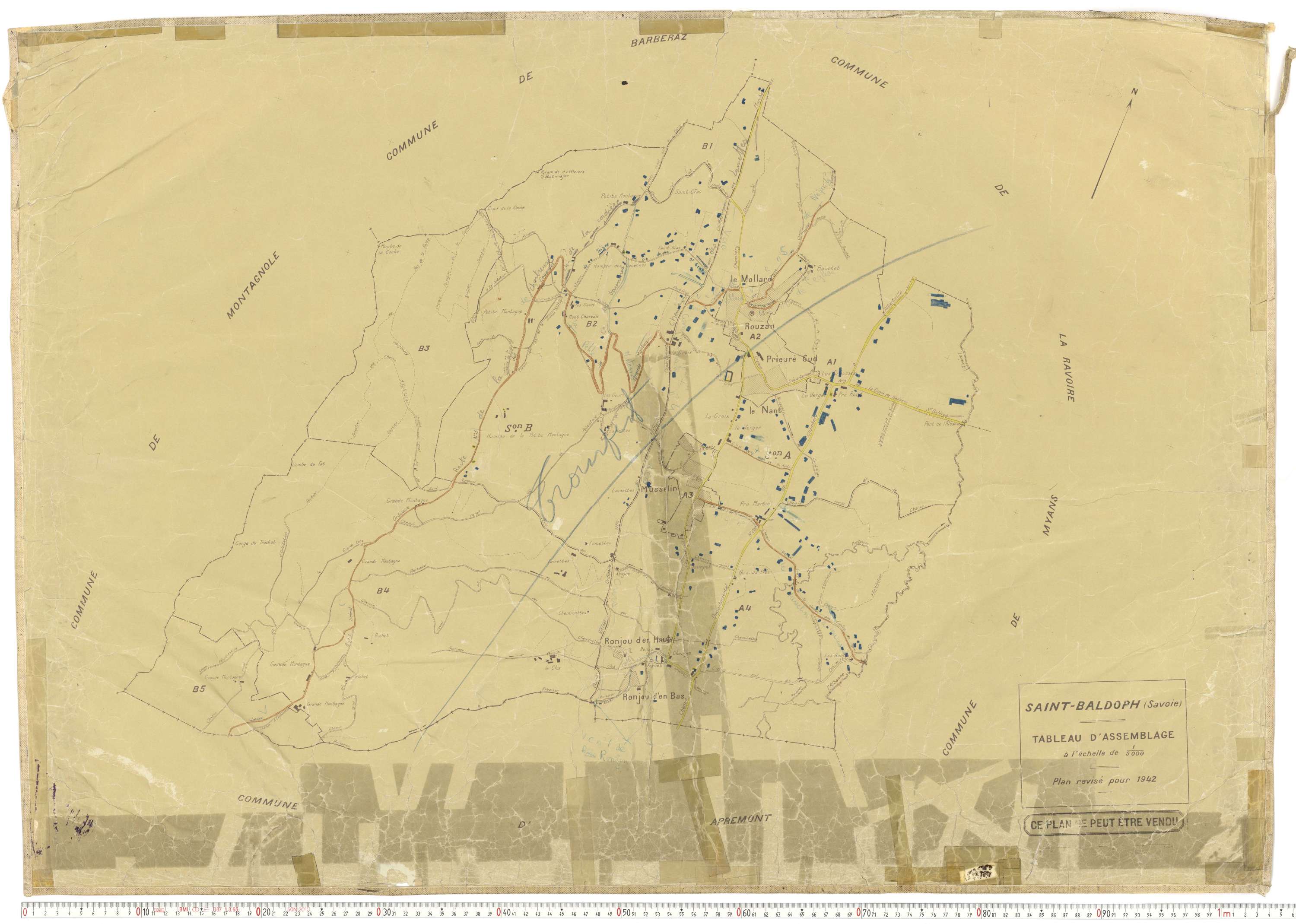 Saint-Baldoph - Plans cadastraux du cadastre rénové en 1942 et mis à jour en 1988.