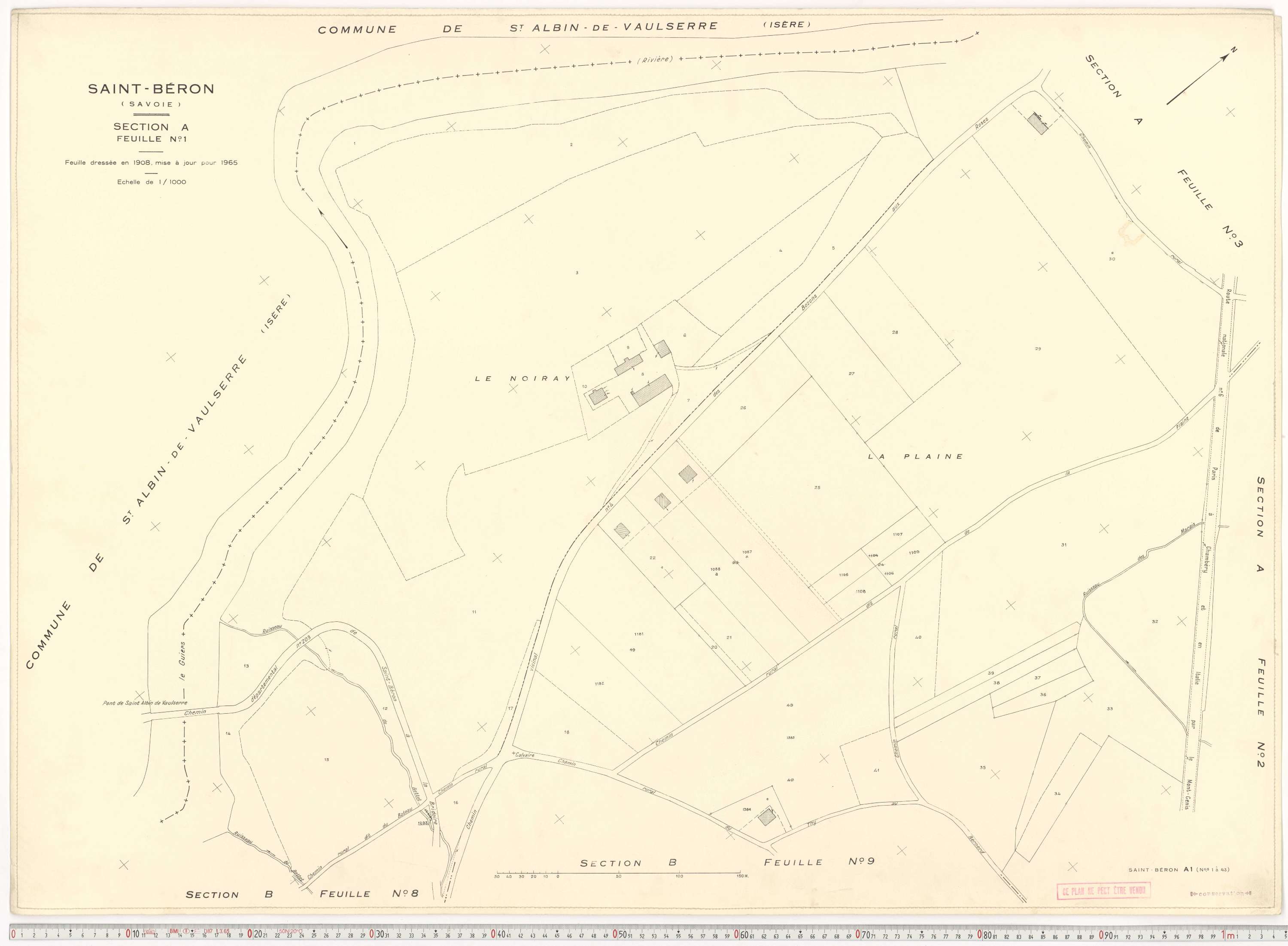 Saint-Béron - Plans cadastraux du cadastre rénové en 1965 et mis à jour en 1988.