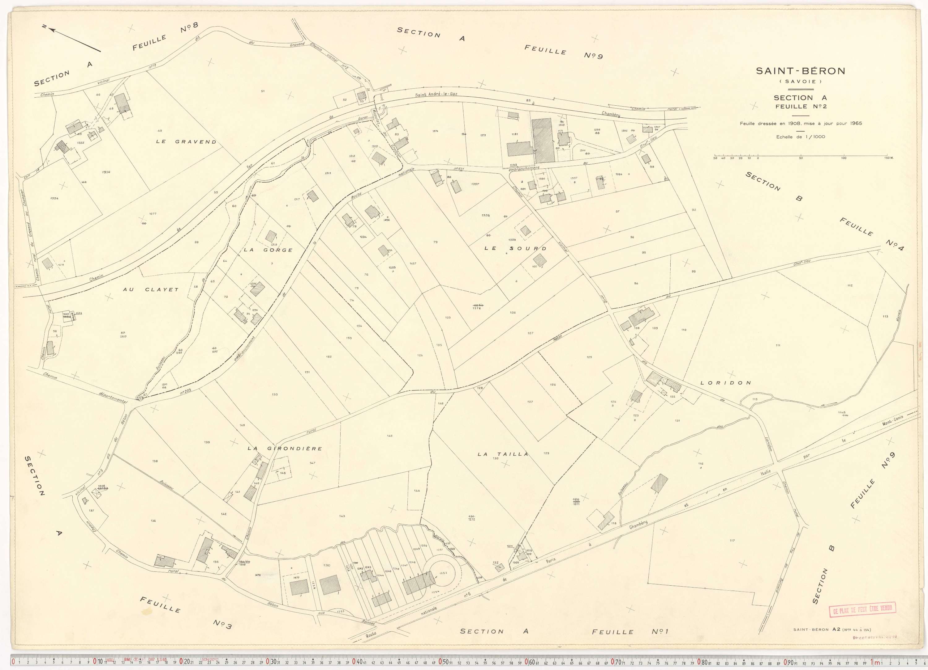 Saint-Béron - Plans cadastraux du cadastre rénové en 1965 et mis à jour en 1988.