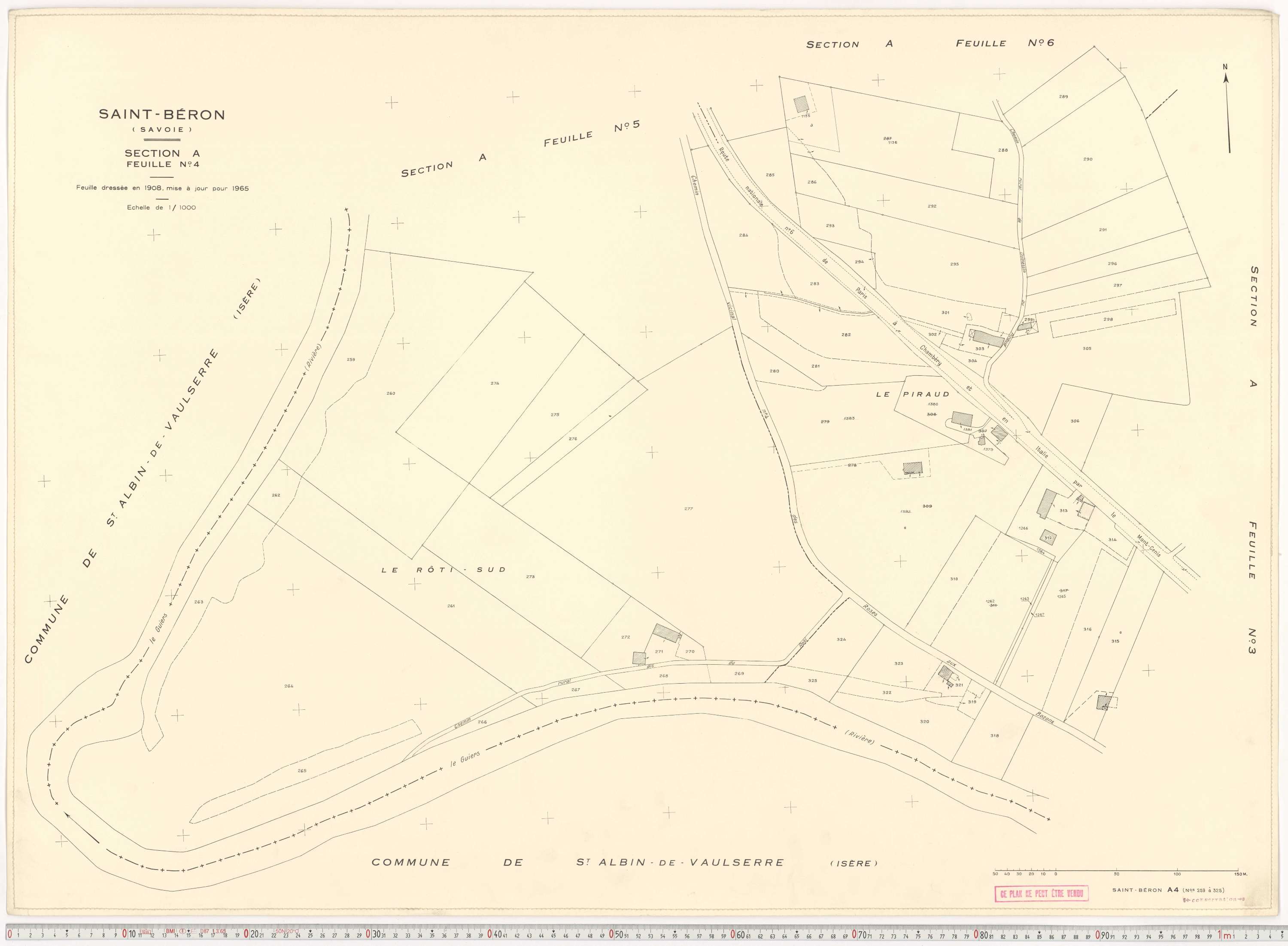 Saint-Béron - Plans cadastraux du cadastre rénové en 1965 et mis à jour en 1988.