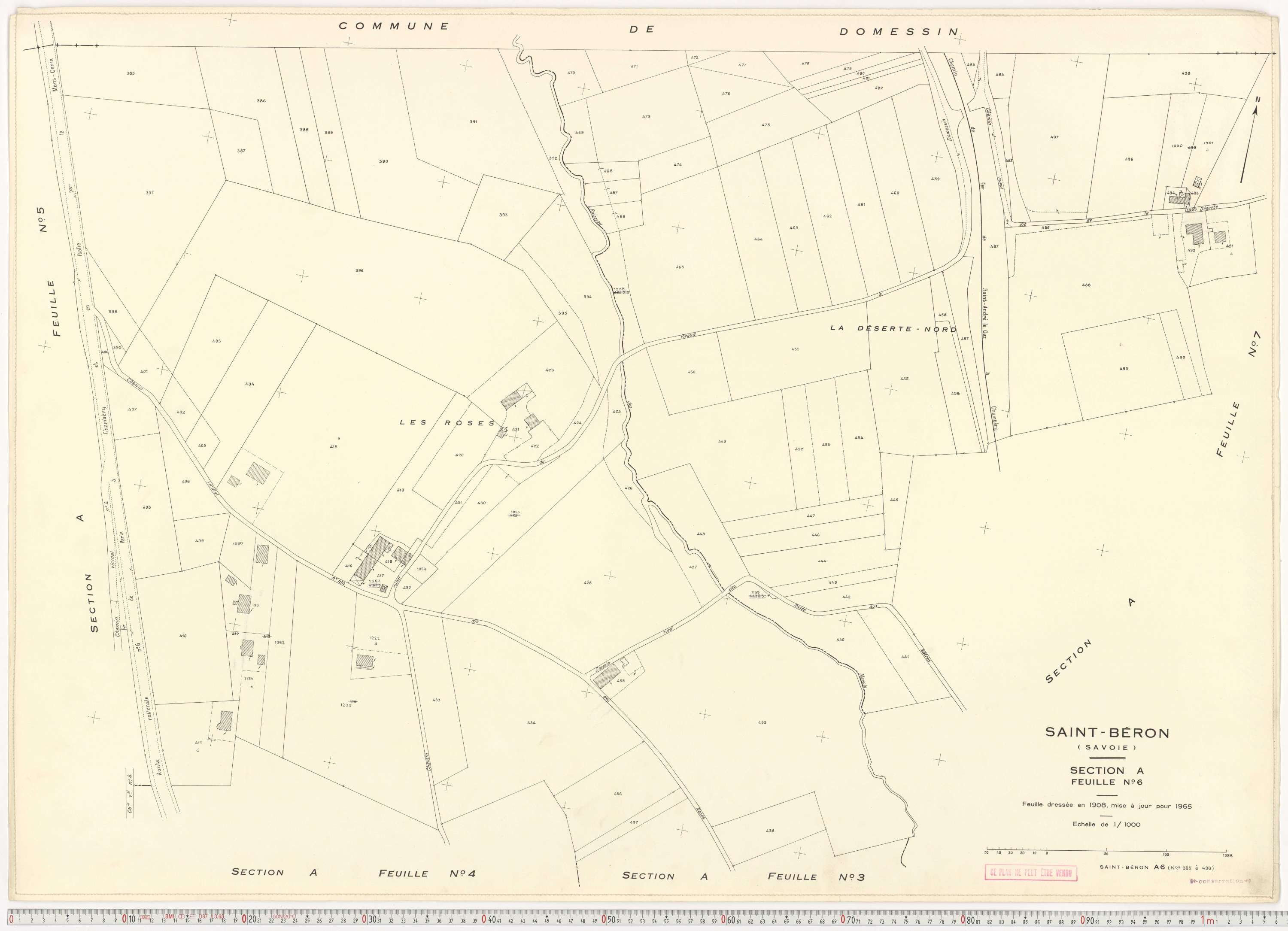 Saint-Béron - Plans cadastraux du cadastre rénové en 1965 et mis à jour en 1988.