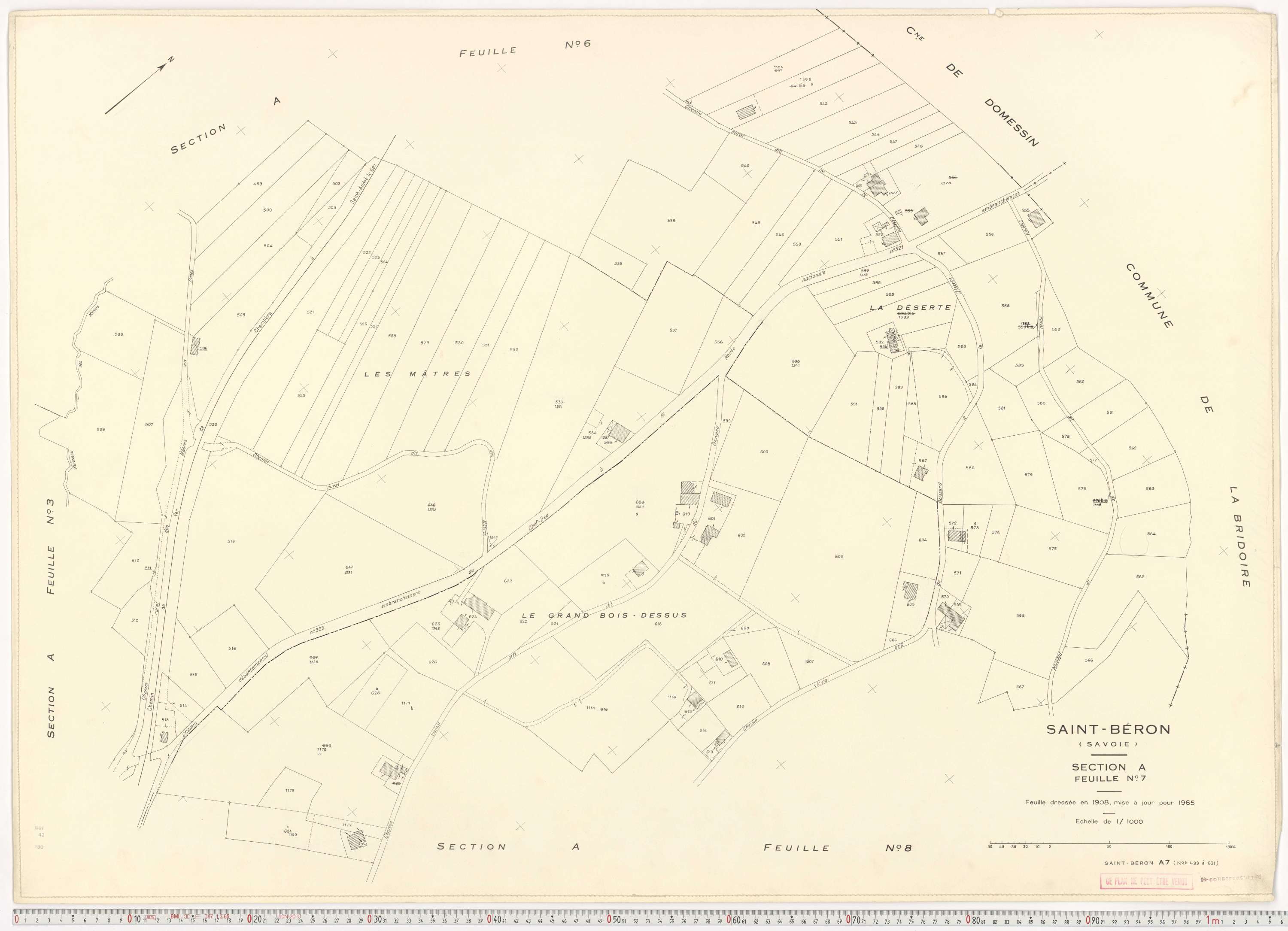 Saint-Béron - Plans cadastraux du cadastre rénové en 1965 et mis à jour en 1988.