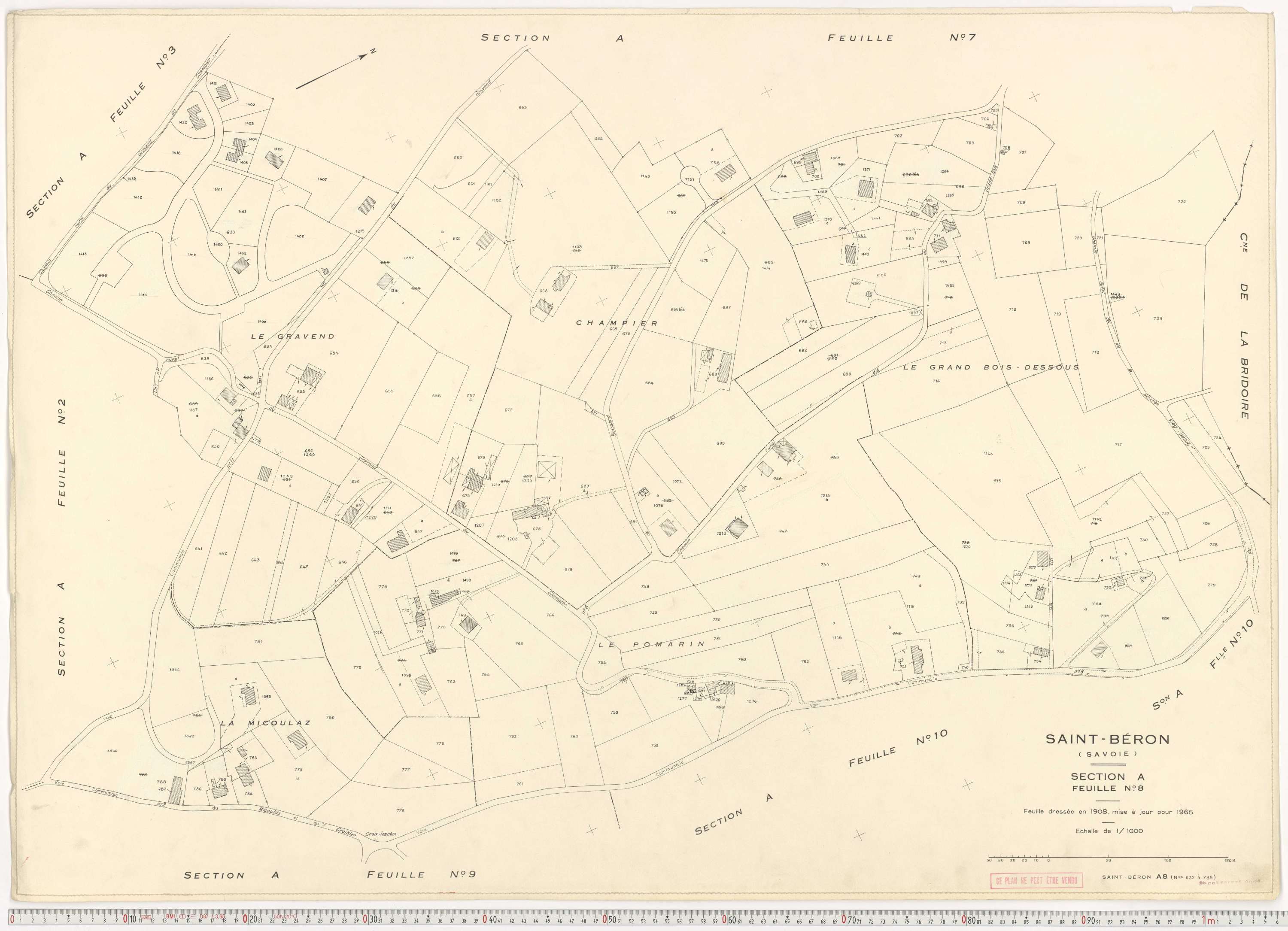 Saint-Béron - Plans cadastraux du cadastre rénové en 1965 et mis à jour en 1988.