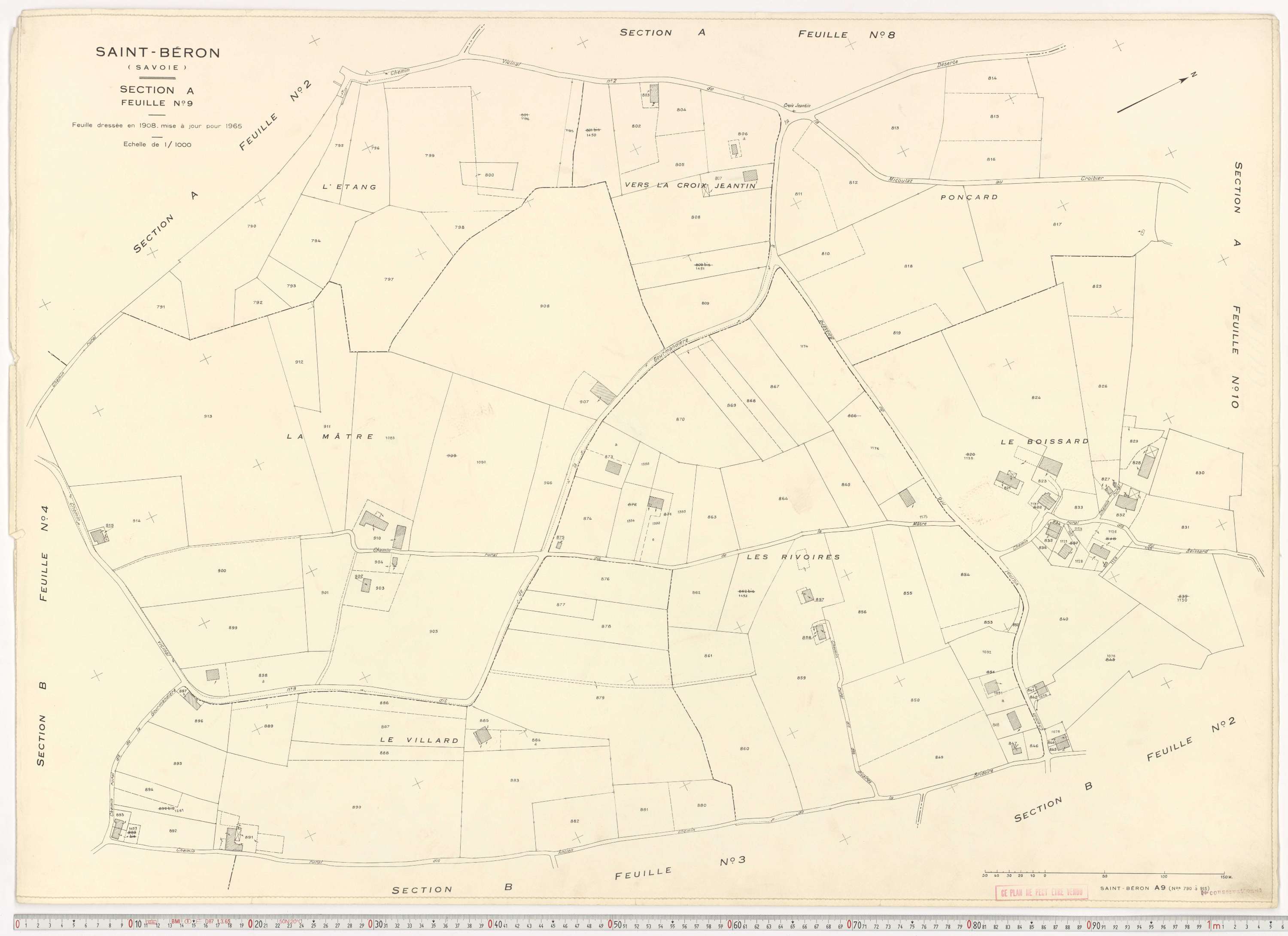 Saint-Béron - Plans cadastraux du cadastre rénové en 1965 et mis à jour en 1988.