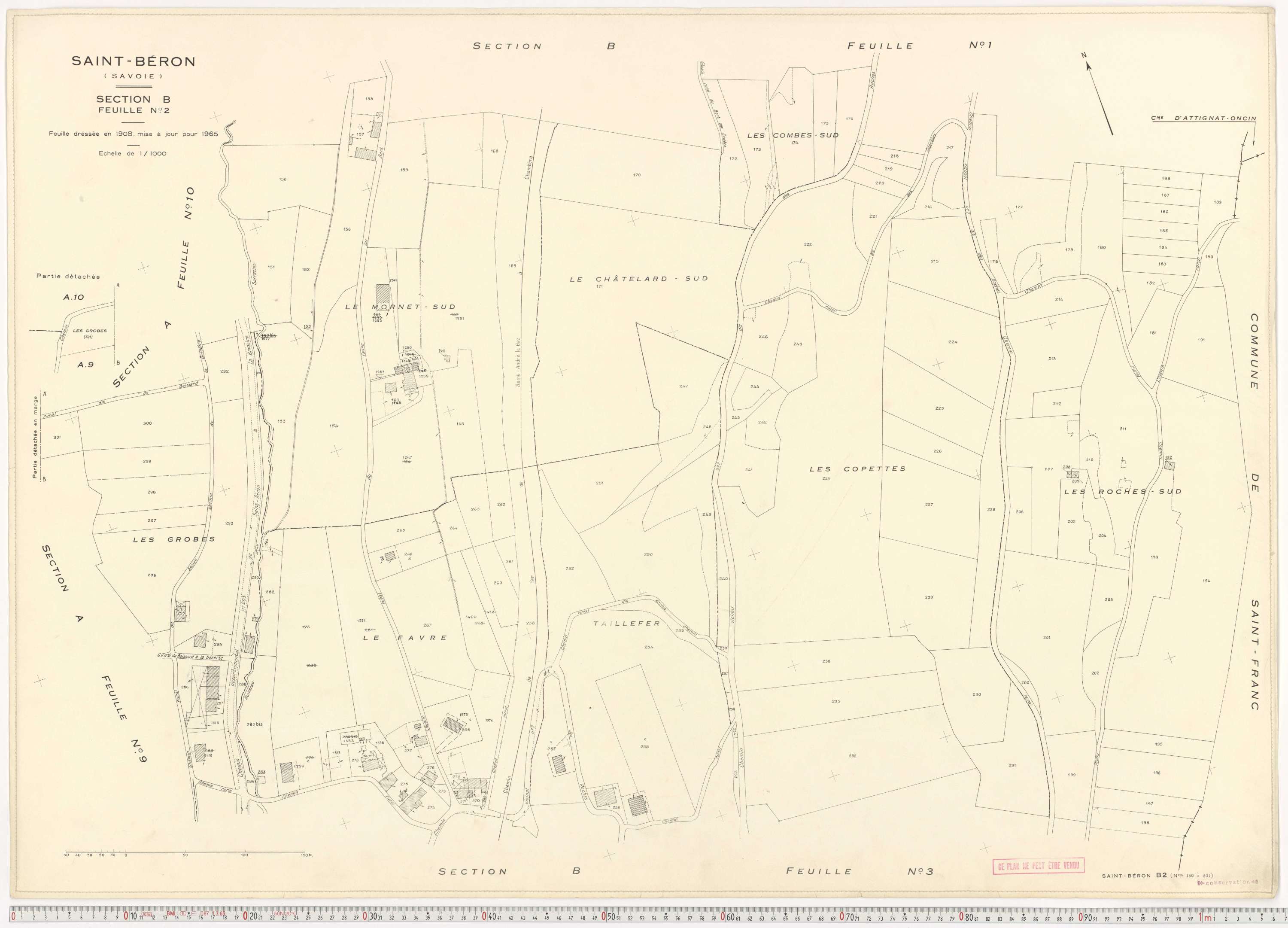 Saint-Béron - Plans cadastraux du cadastre rénové en 1965 et mis à jour en 1988.