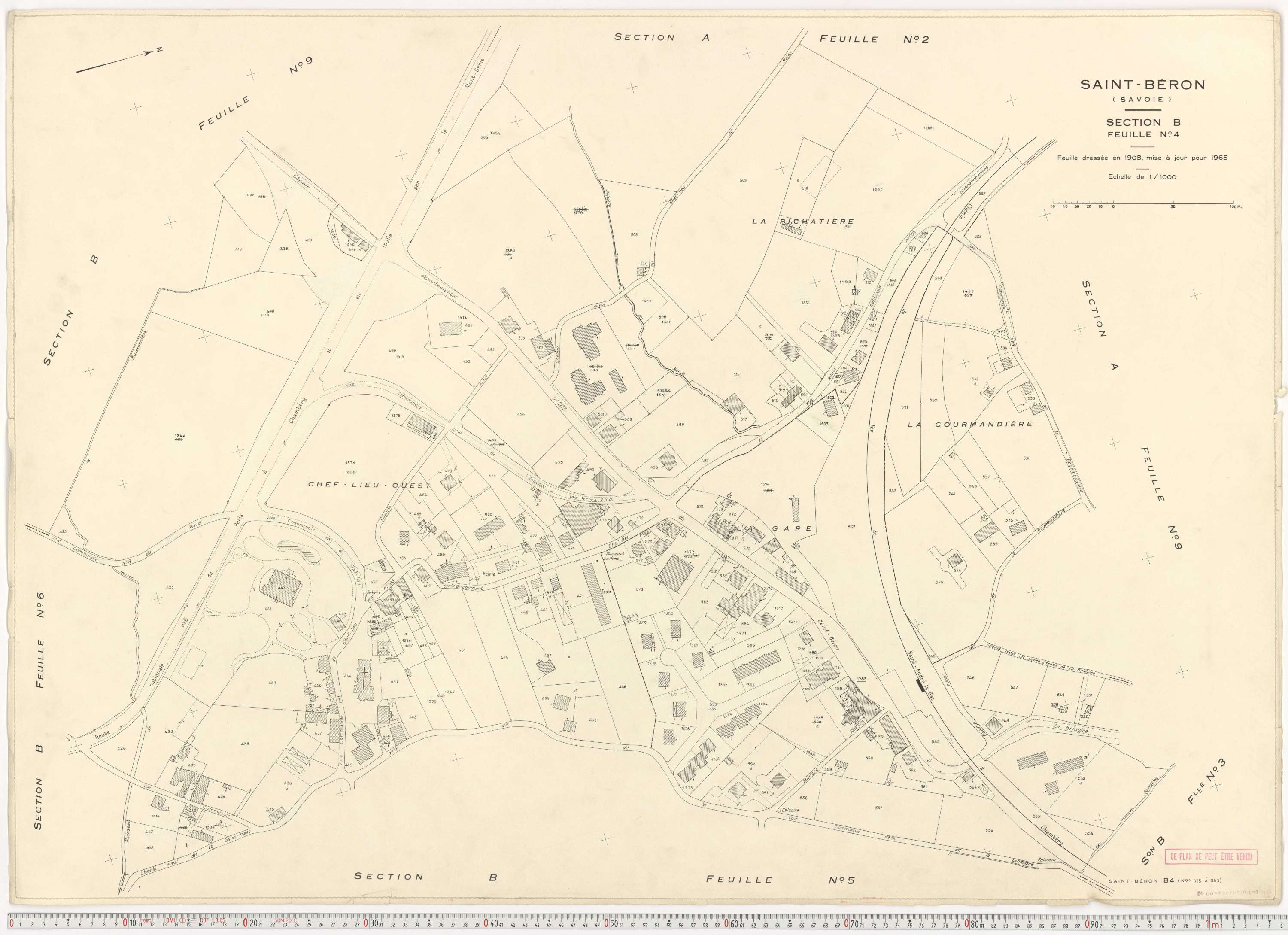 Saint-Béron - Plans cadastraux du cadastre rénové en 1965 et mis à jour en 1988.