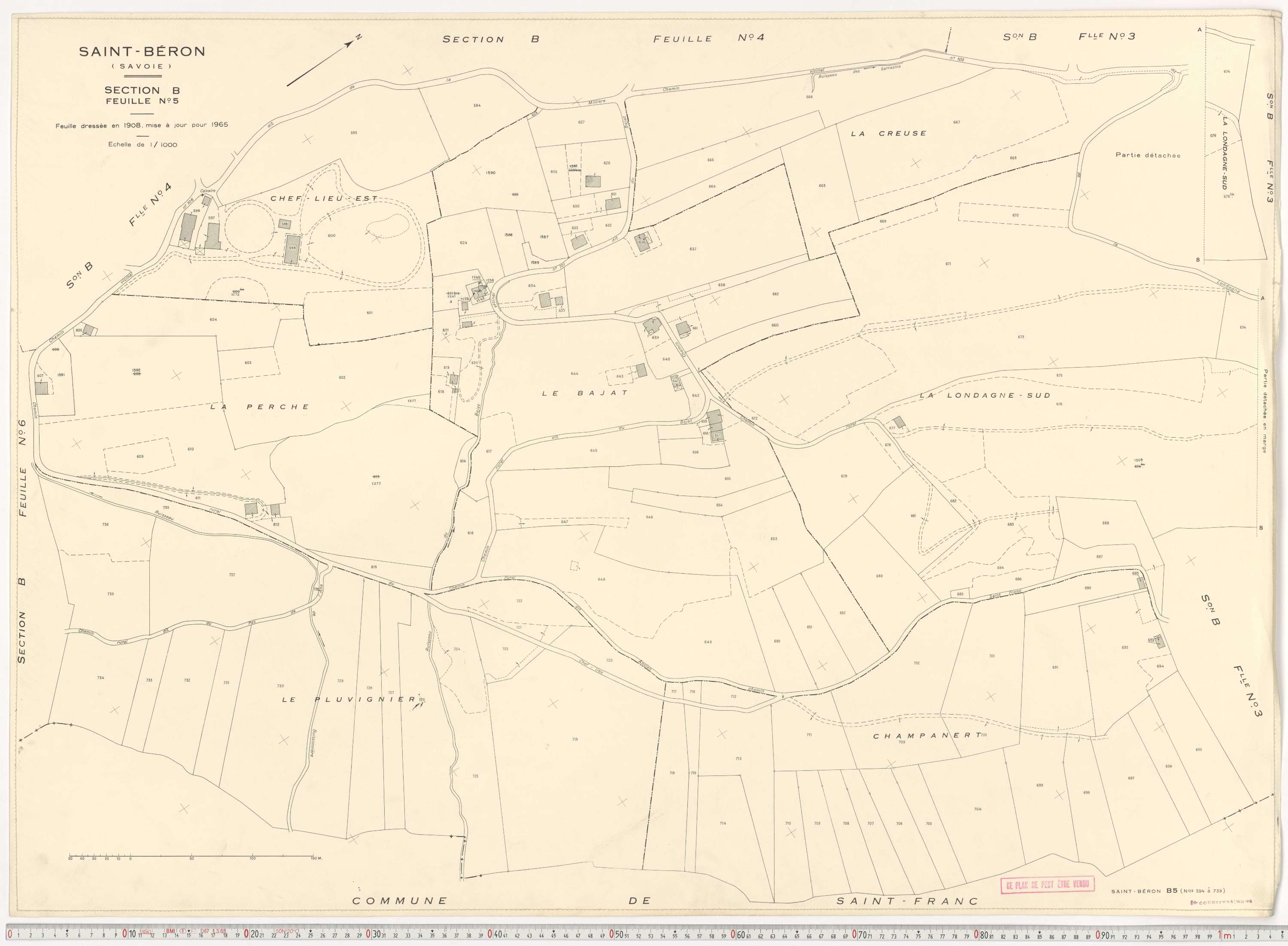 Saint-Béron - Plans cadastraux du cadastre rénové en 1965 et mis à jour en 1988.