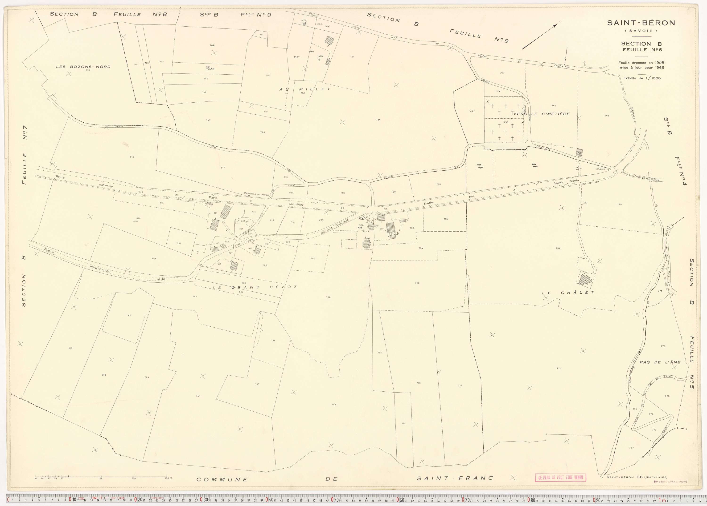 Saint-Béron - Plans cadastraux du cadastre rénové en 1965 et mis à jour en 1988.