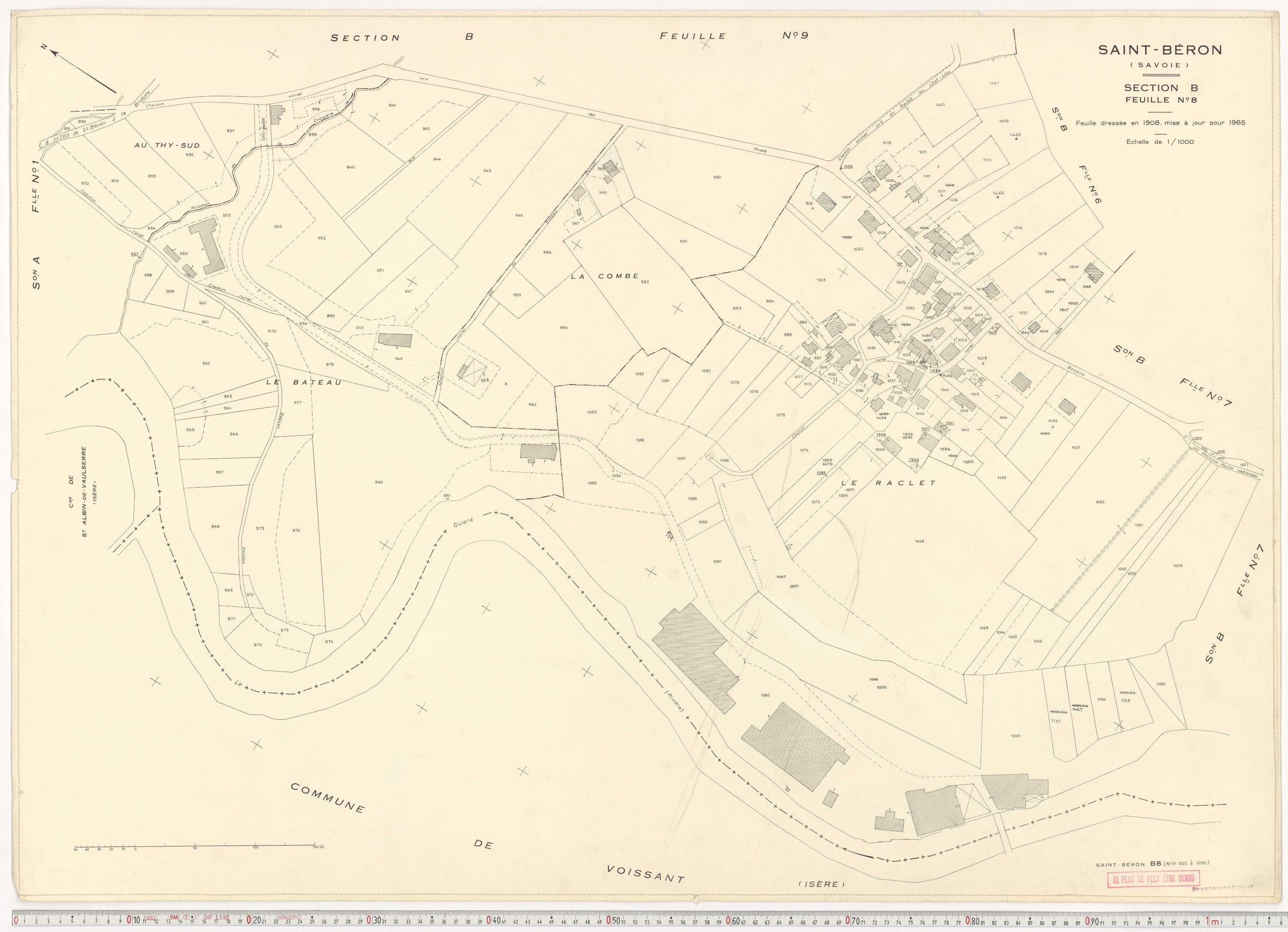 Saint-Béron - Plans cadastraux du cadastre rénové en 1965 et mis à jour en 1988.