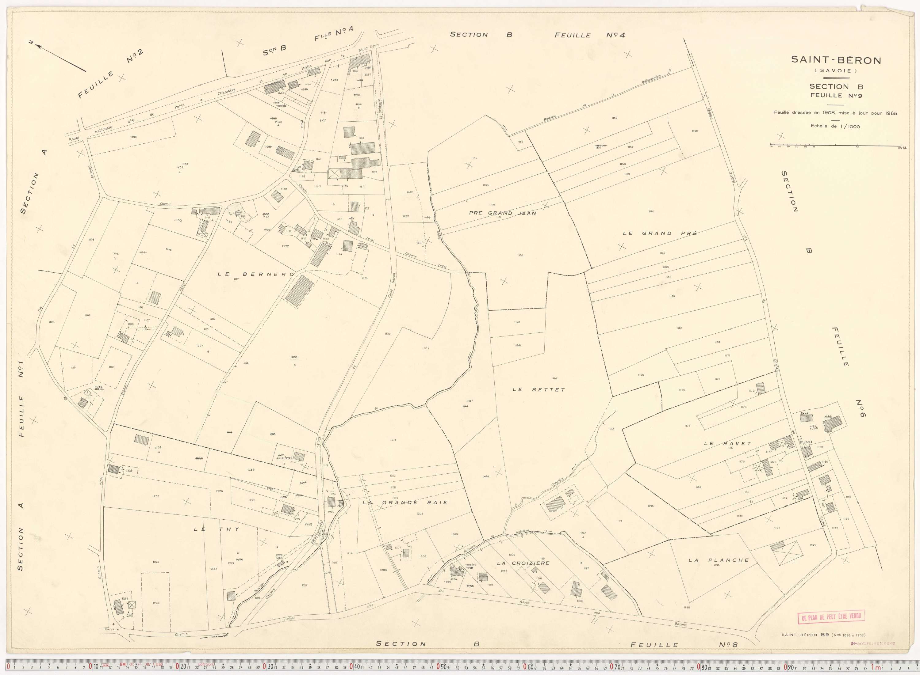 Saint-Béron - Plans cadastraux du cadastre rénové en 1965 et mis à jour en 1988.