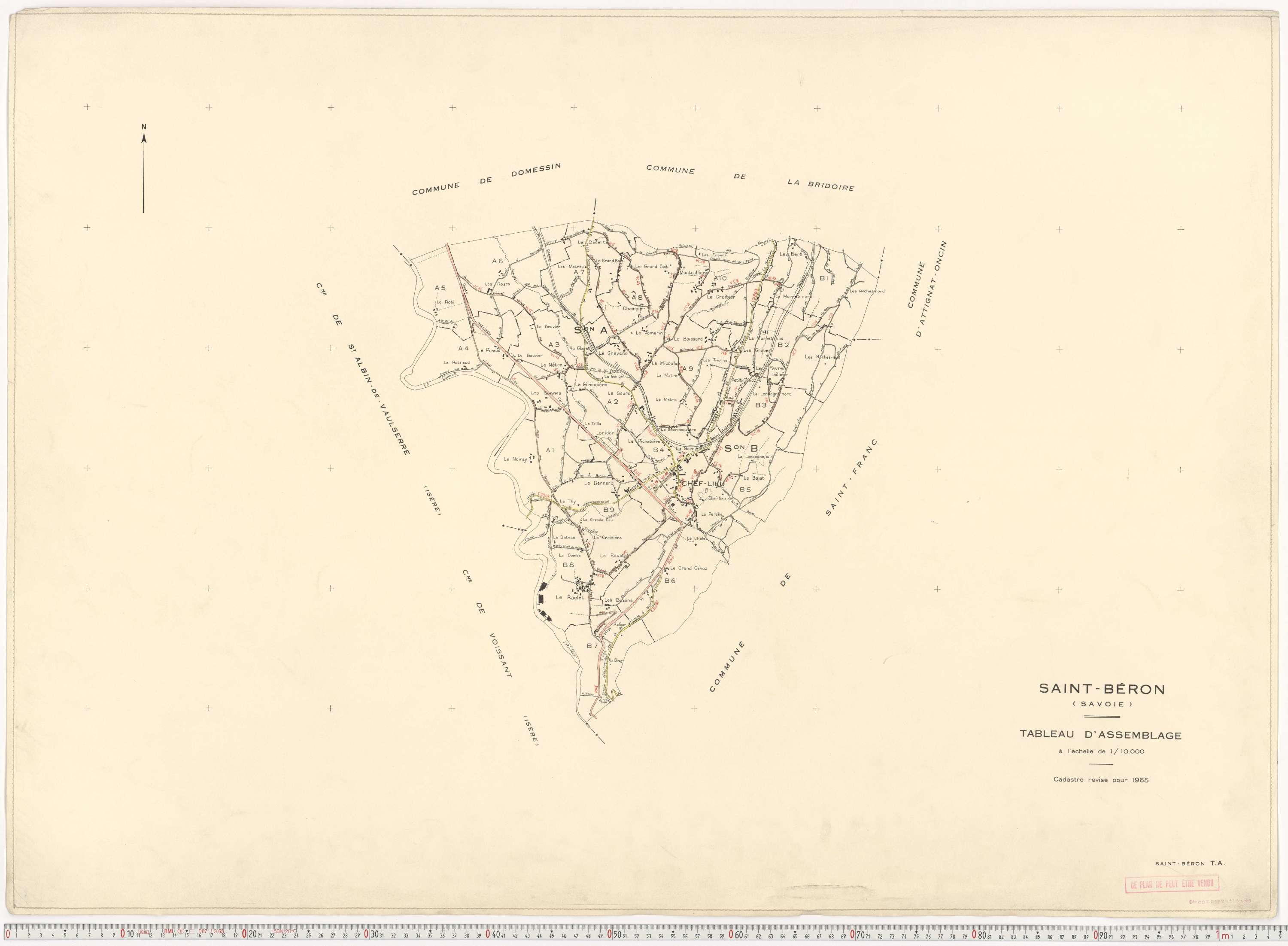 Saint-Béron - Plans cadastraux du cadastre rénové en 1965 et mis à jour en 1988.