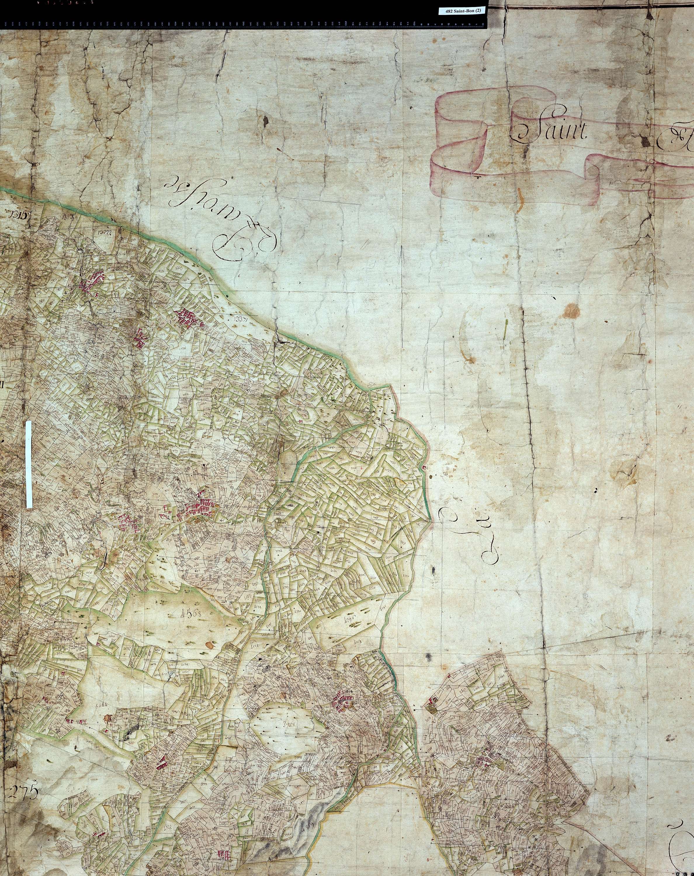 Saint-Bon-Tarentaise - Copie de la mappe originale (plan cadastral) de la commune de Saint-Bon. Signée Cocelli, directeur de la péréquation.