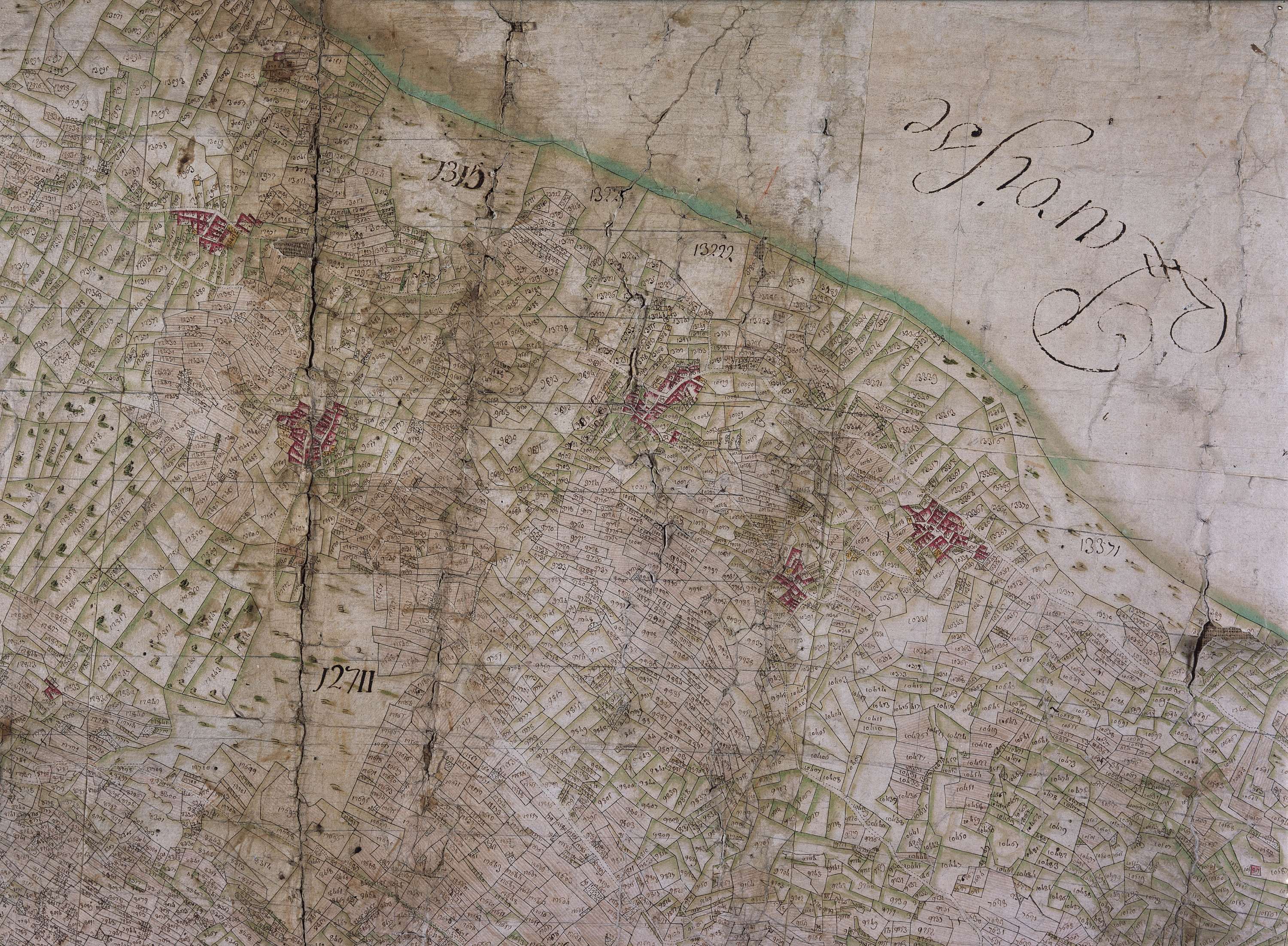 Saint-Bon-Tarentaise - Copie de la mappe originale (plan cadastral) de la commune de Saint-Bon. Signée Cocelli, directeur de la péréquation.