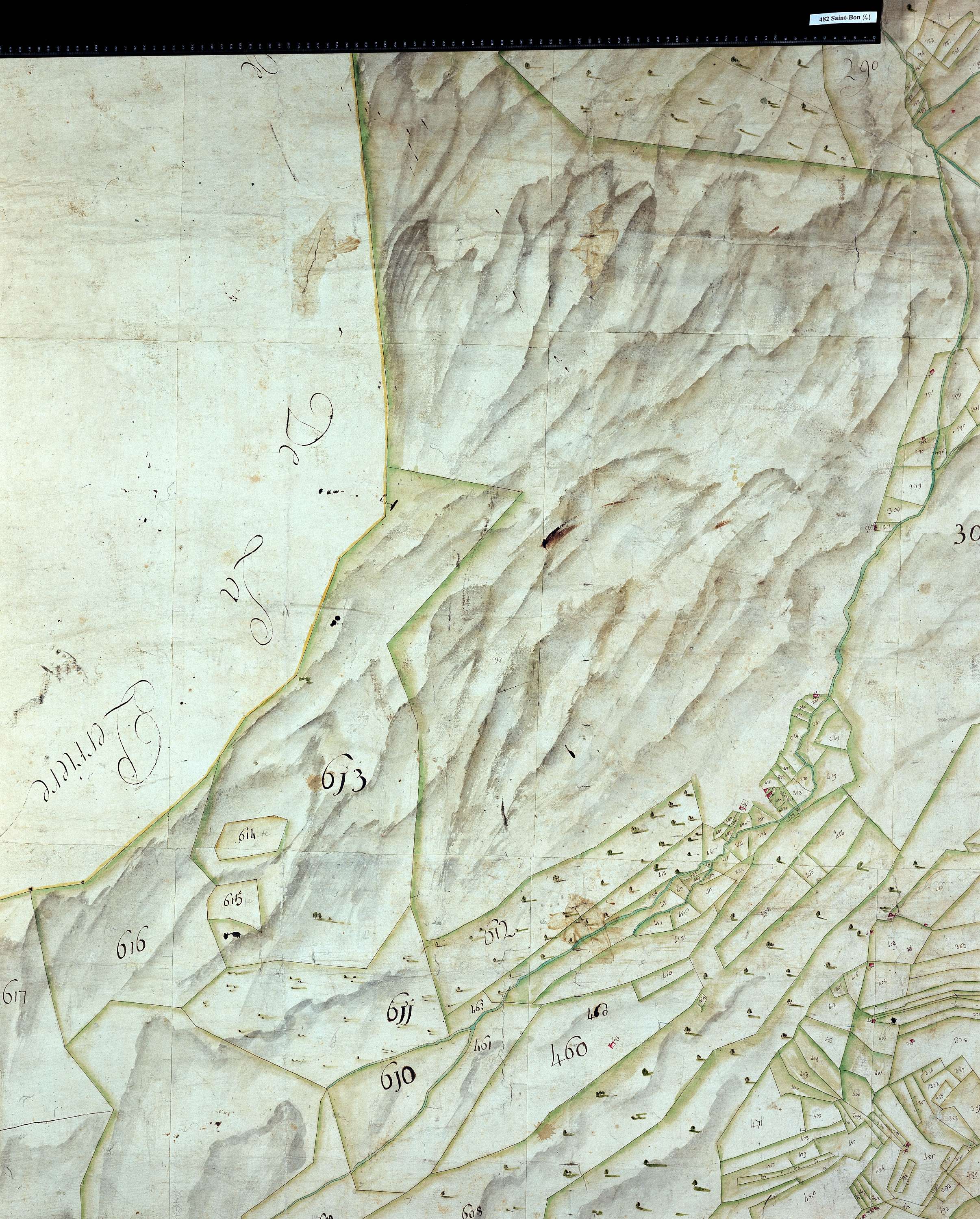 Saint-Bon-Tarentaise - Copie de la mappe originale (plan cadastral) de la commune de Saint-Bon. Signée Cocelli, directeur de la péréquation.