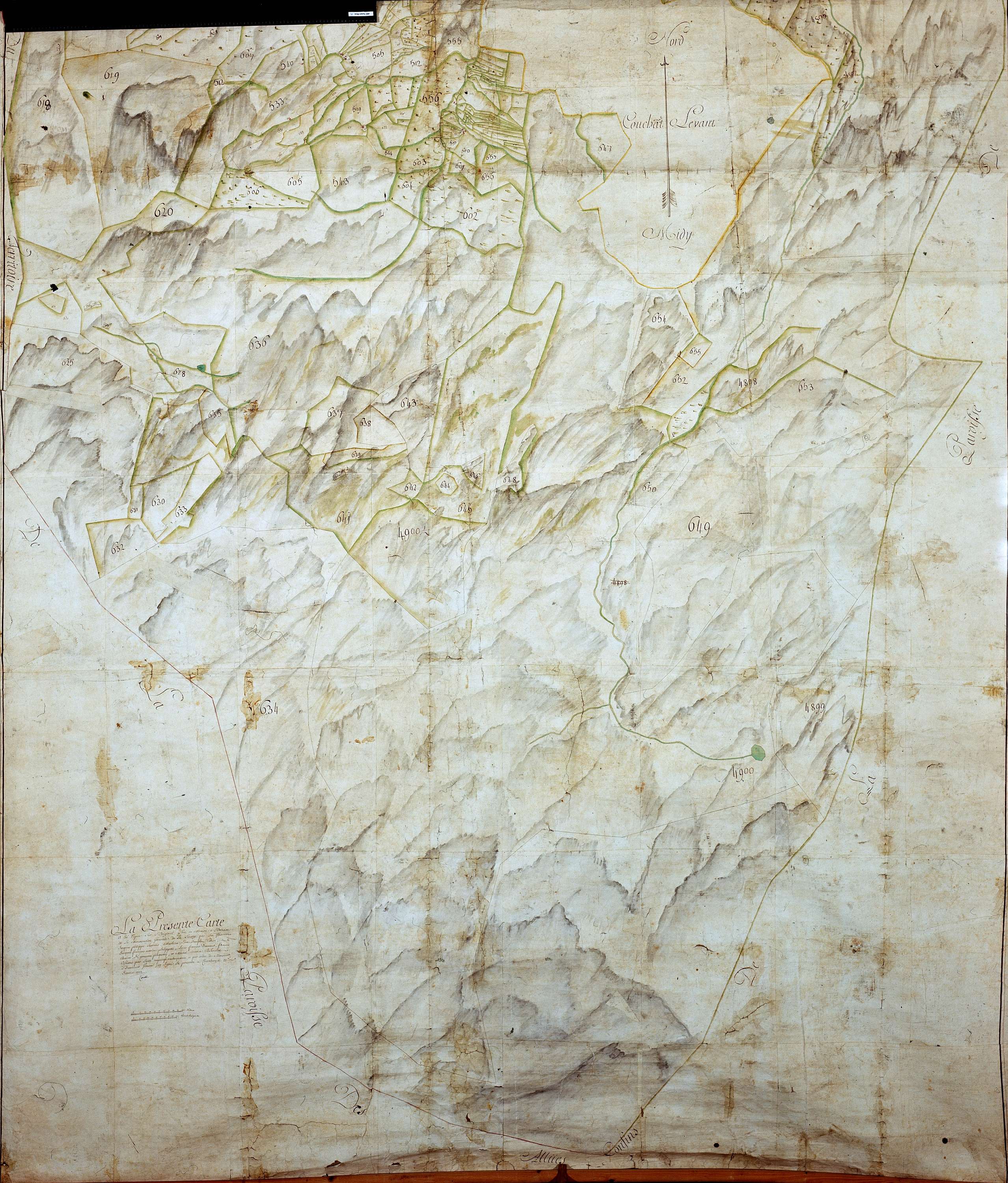 Saint-Bon-Tarentaise - Copie de la mappe originale (plan cadastral) de la commune de Saint-Bon. Signée Cocelli, directeur de la péréquation.