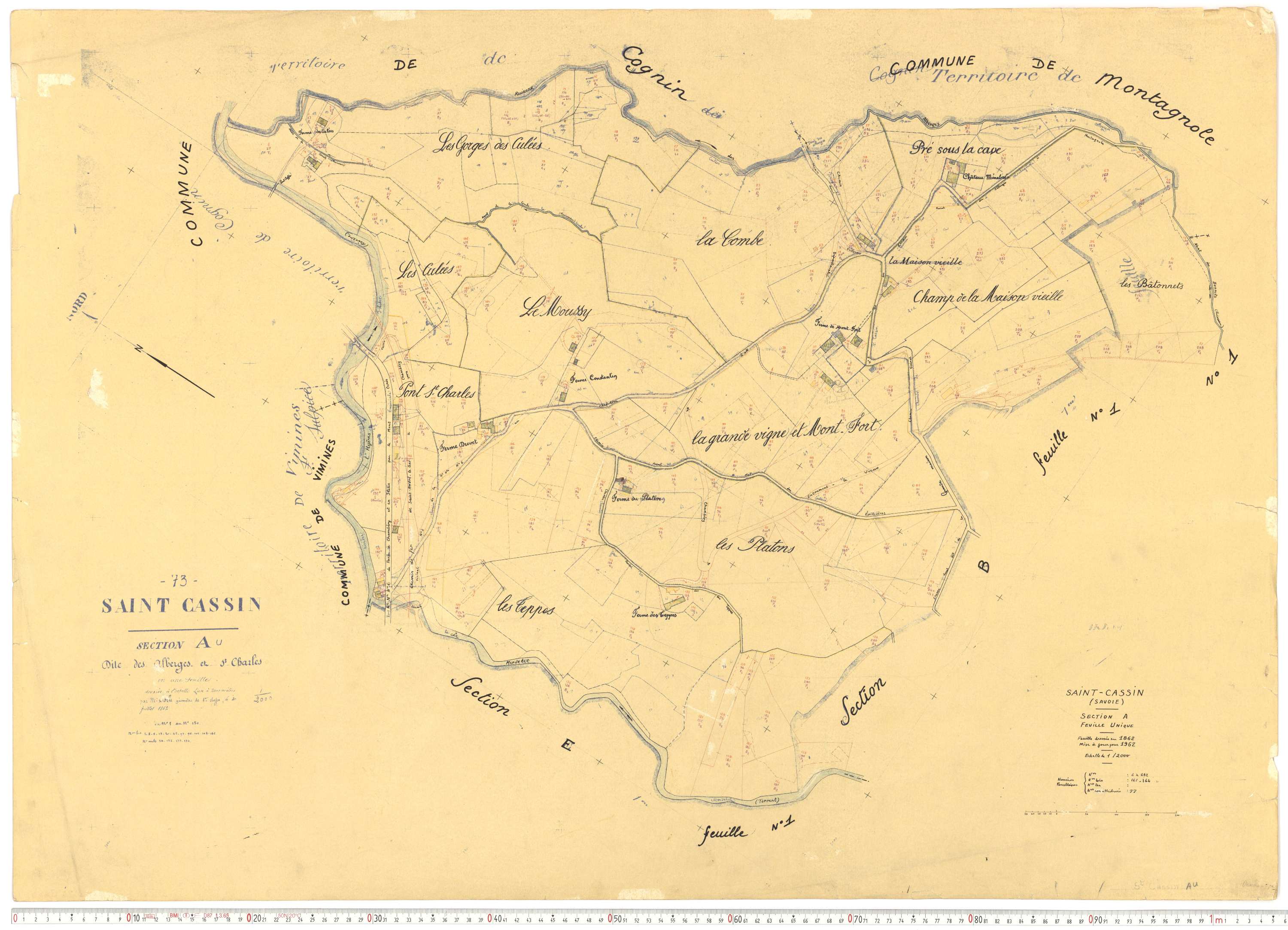 Saint-Cassin - Cadastre rénové, version de travail (1962).