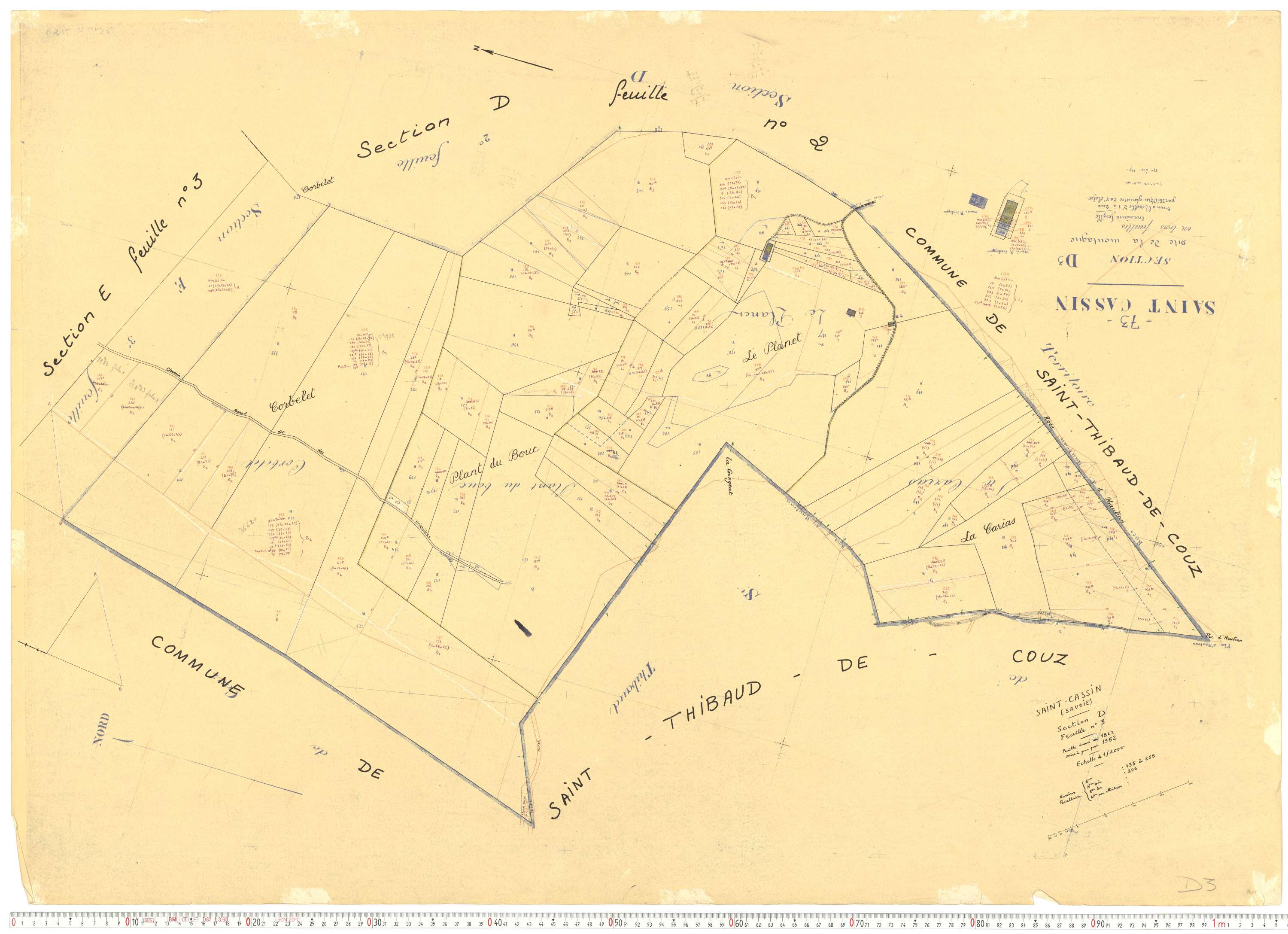 Saint-Cassin - Cadastre rénové, version de travail (1962).