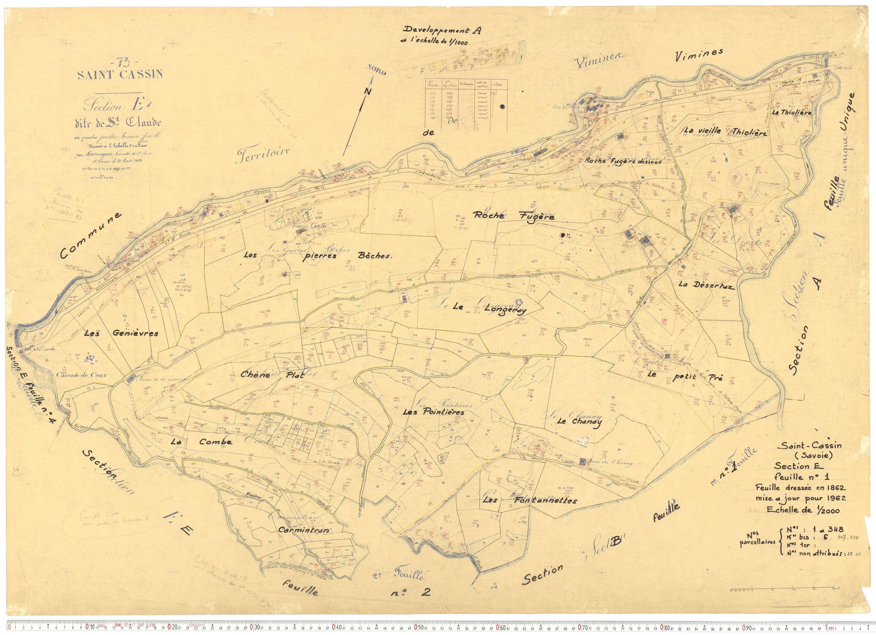 Saint-Cassin - Cadastre rénové, version de travail (1962).