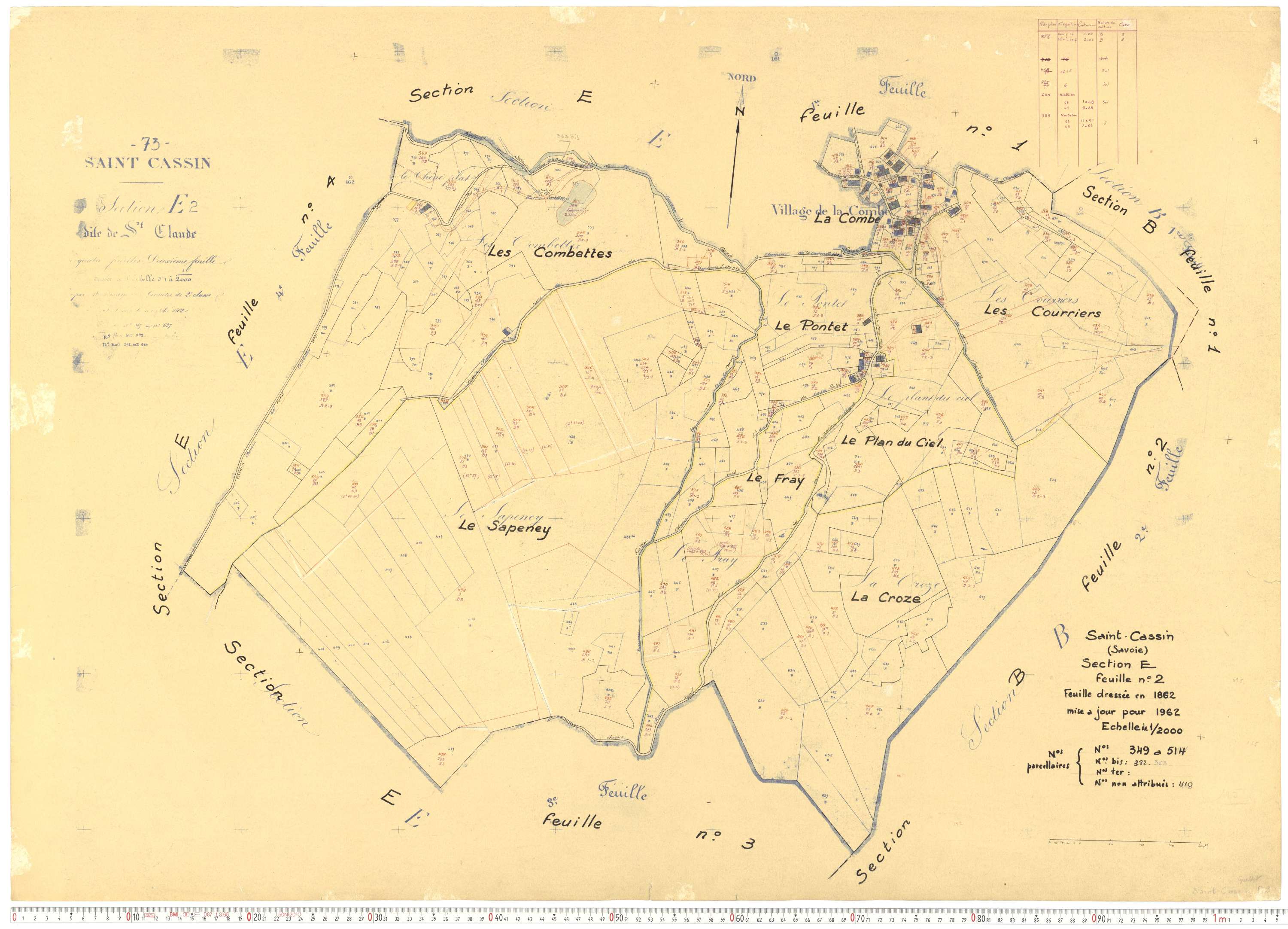 Saint-Cassin - Cadastre rénové, version de travail (1962).