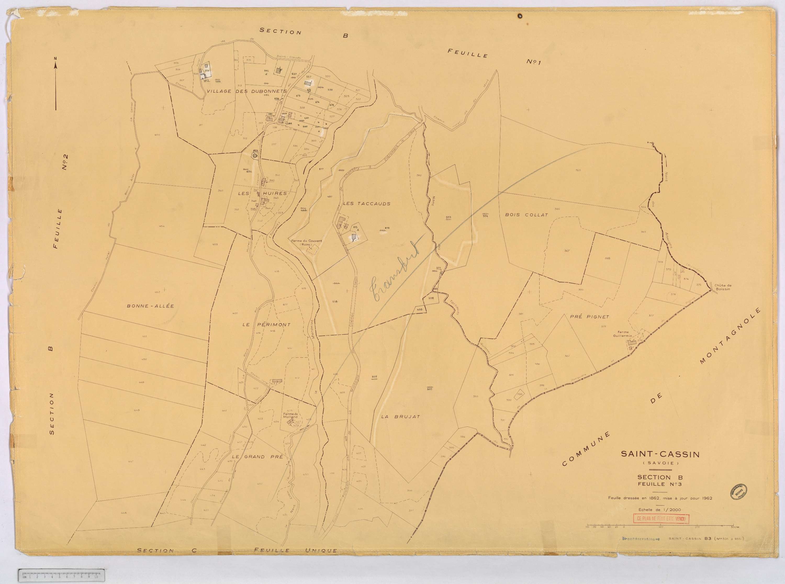Saint-Cassin - Cadastre rénové, version définitive (1962).
