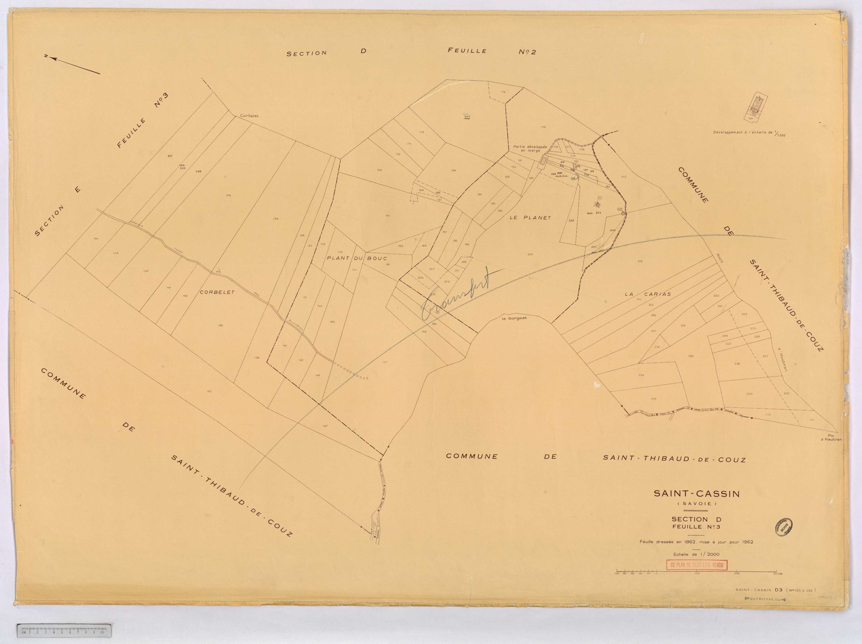 Saint-Cassin - Cadastre rénové, version définitive (1962).