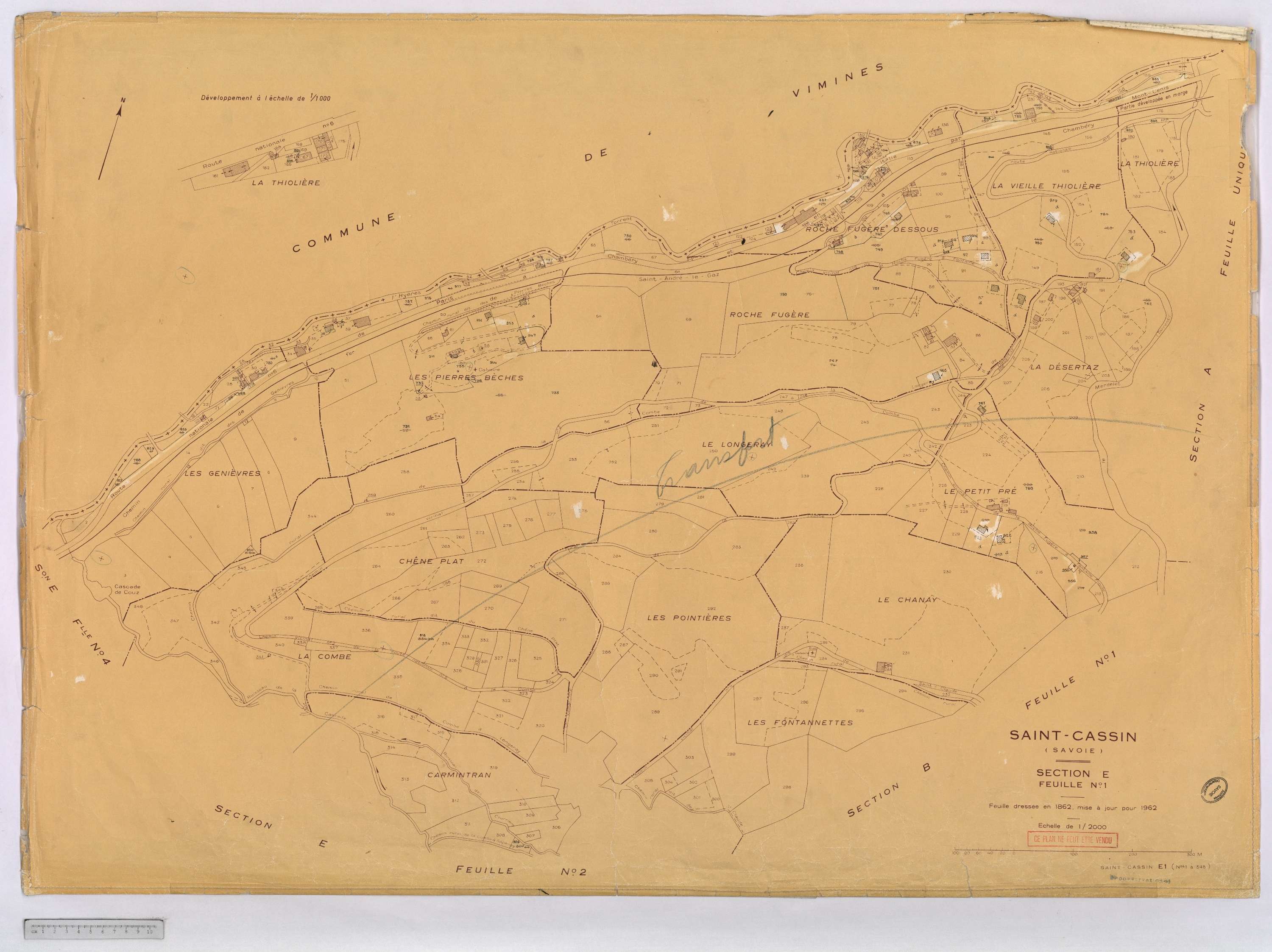 Saint-Cassin - Cadastre rénové, version définitive (1962).