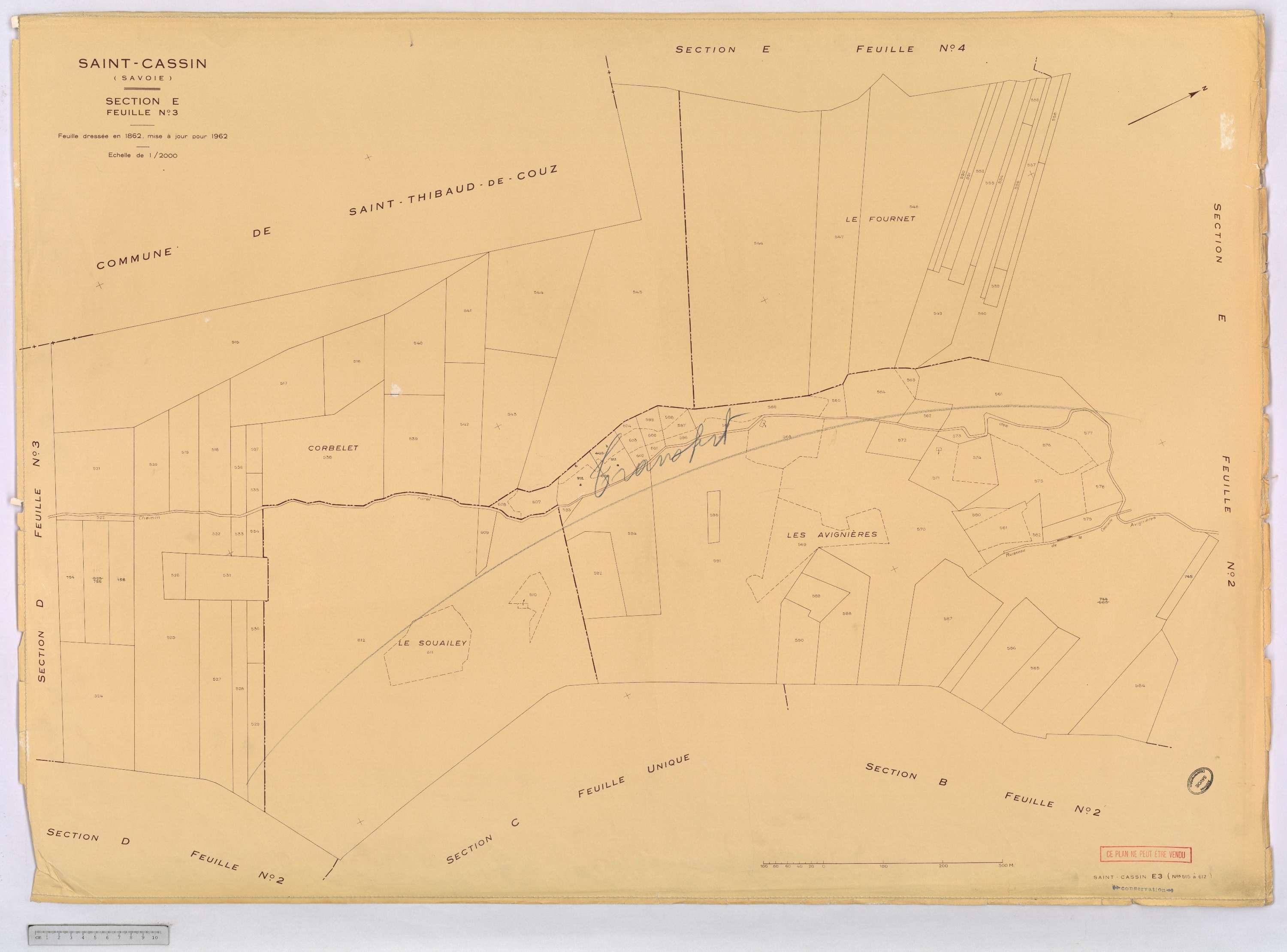 Saint-Cassin - Cadastre rénové, version définitive (1962).
