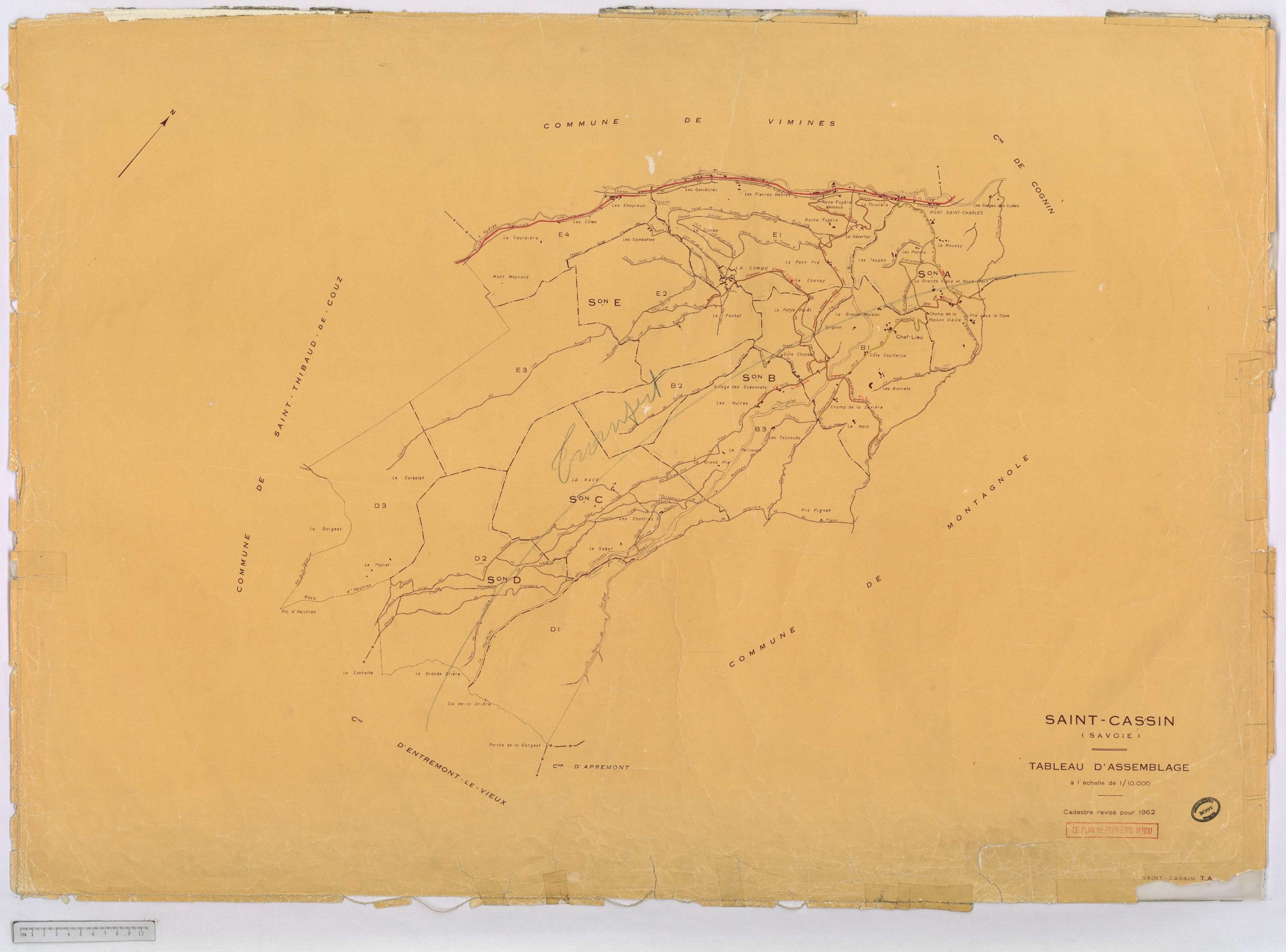 Saint-Cassin - Cadastre rénové, version définitive (1962).