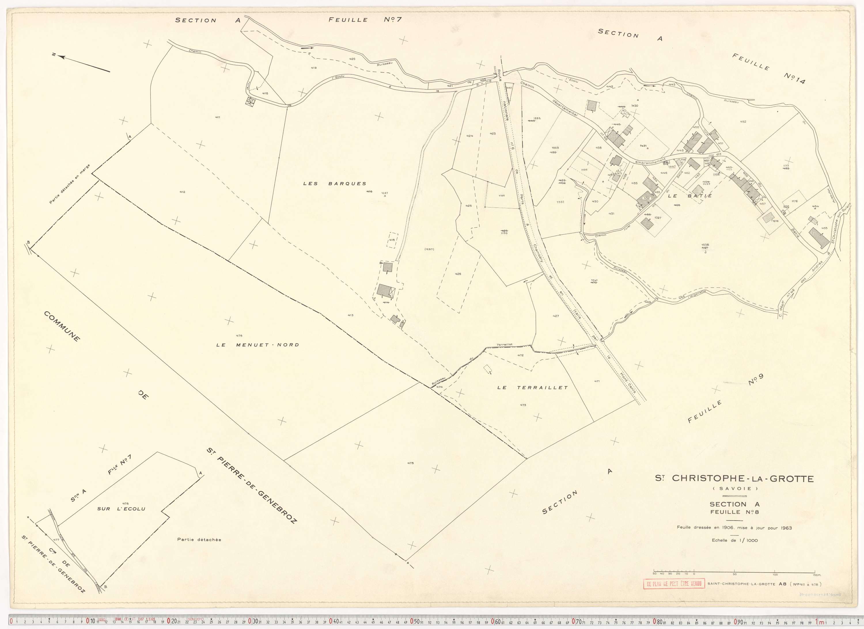 Saint-Christophe - Plans cadastraux du cadastre rénové en 1963 et mis à jour en 1988.