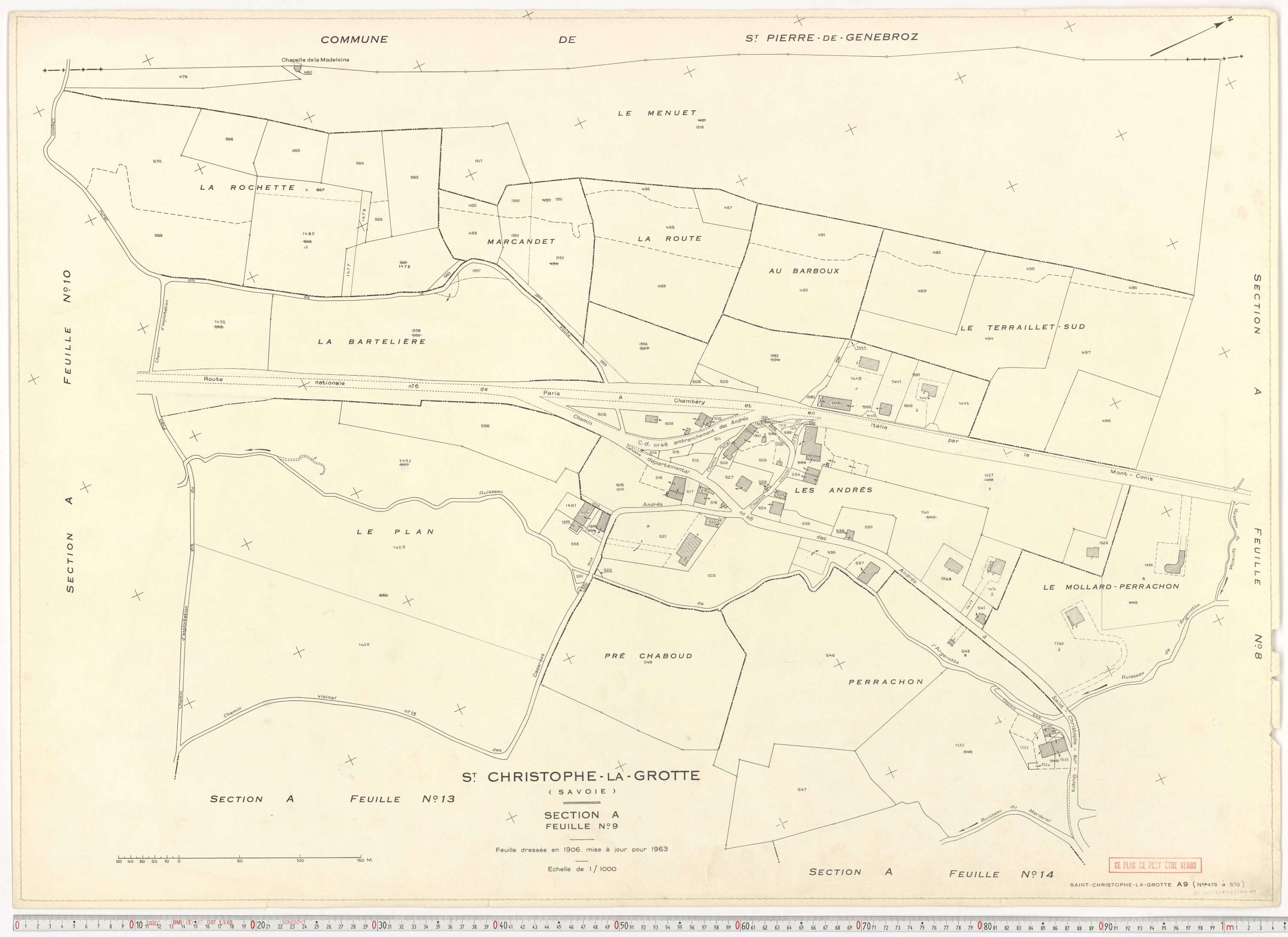 Saint-Christophe - Plans cadastraux du cadastre rénové en 1963 et mis à jour en 1988.