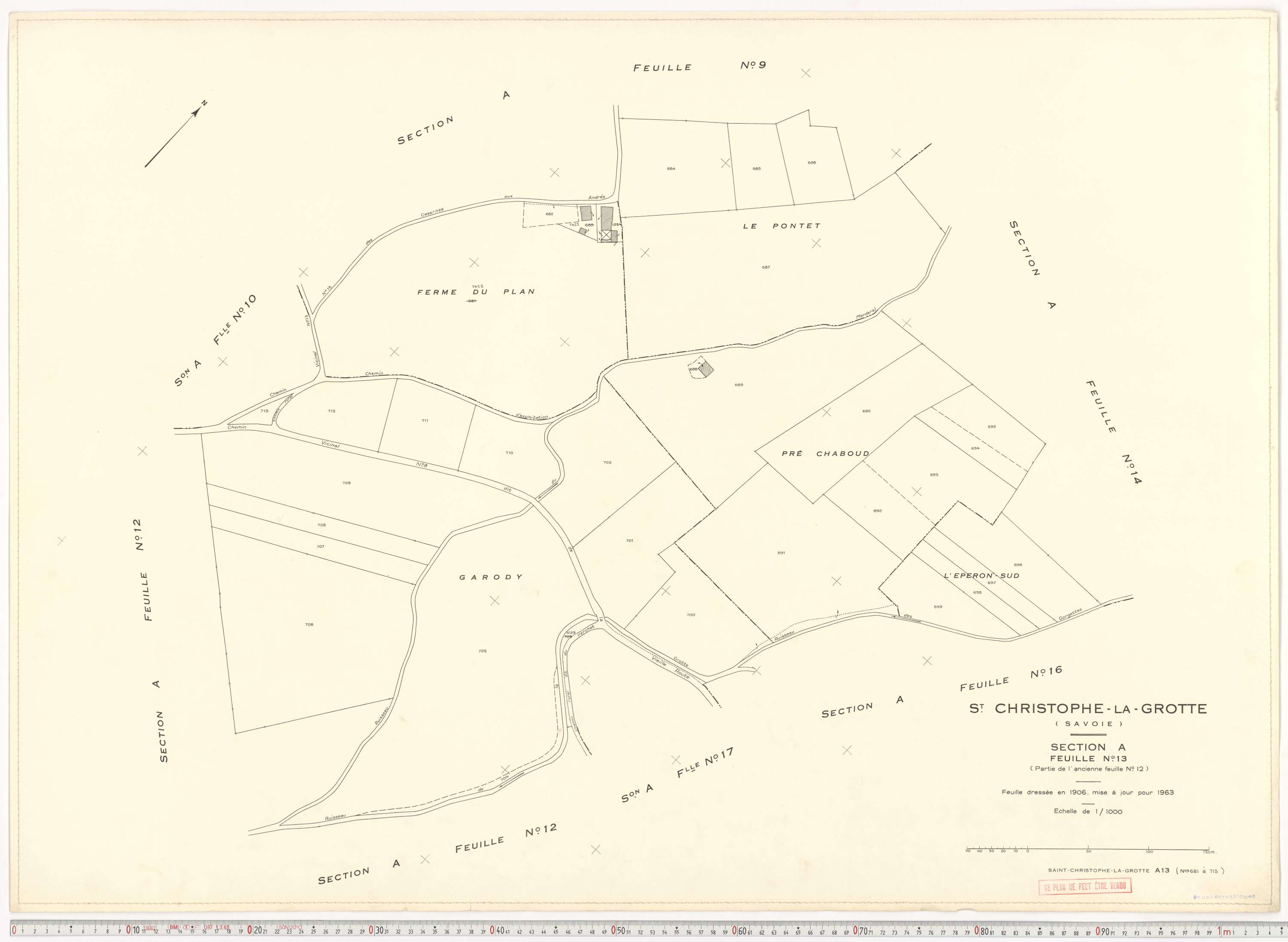 Saint-Christophe - Plans cadastraux du cadastre rénové en 1963 et mis à jour en 1988.