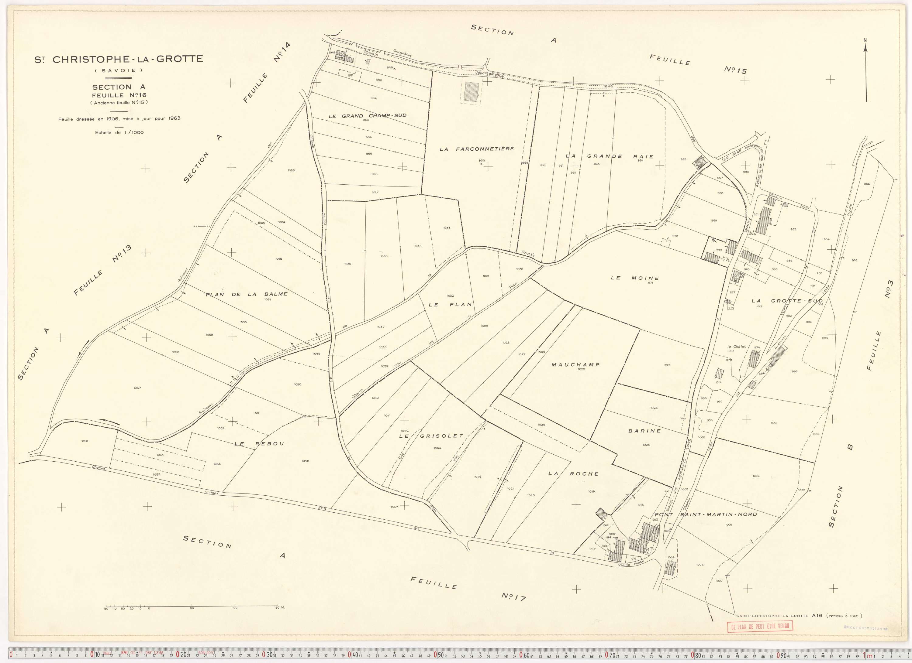 Saint-Christophe - Plans cadastraux du cadastre rénové en 1963 et mis à jour en 1988.