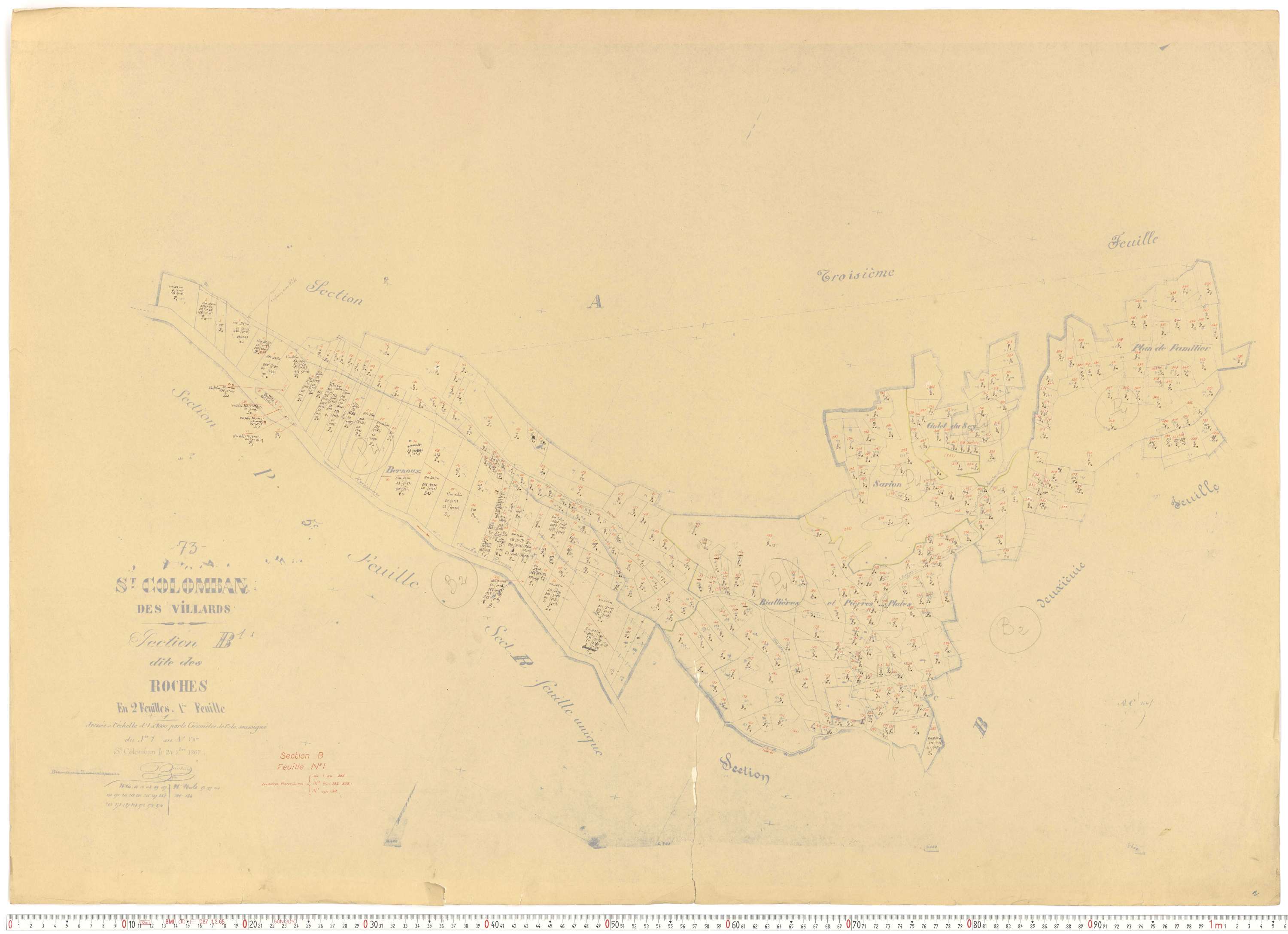Saint-Colomban-des-Villards - Plans cadastraux du cadastre rénové.