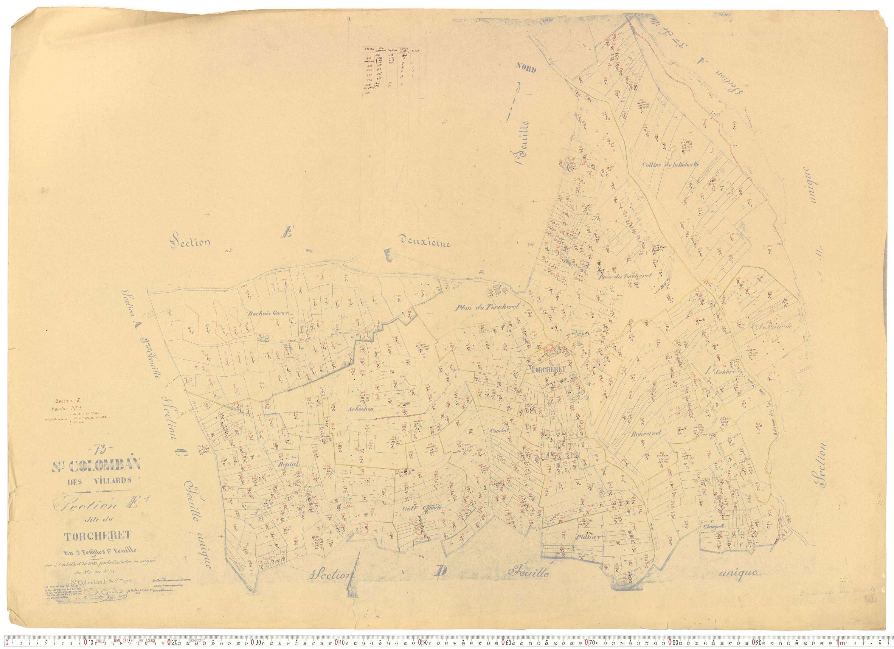 Saint-Colomban-des-Villards - Plans cadastraux du cadastre rénové.